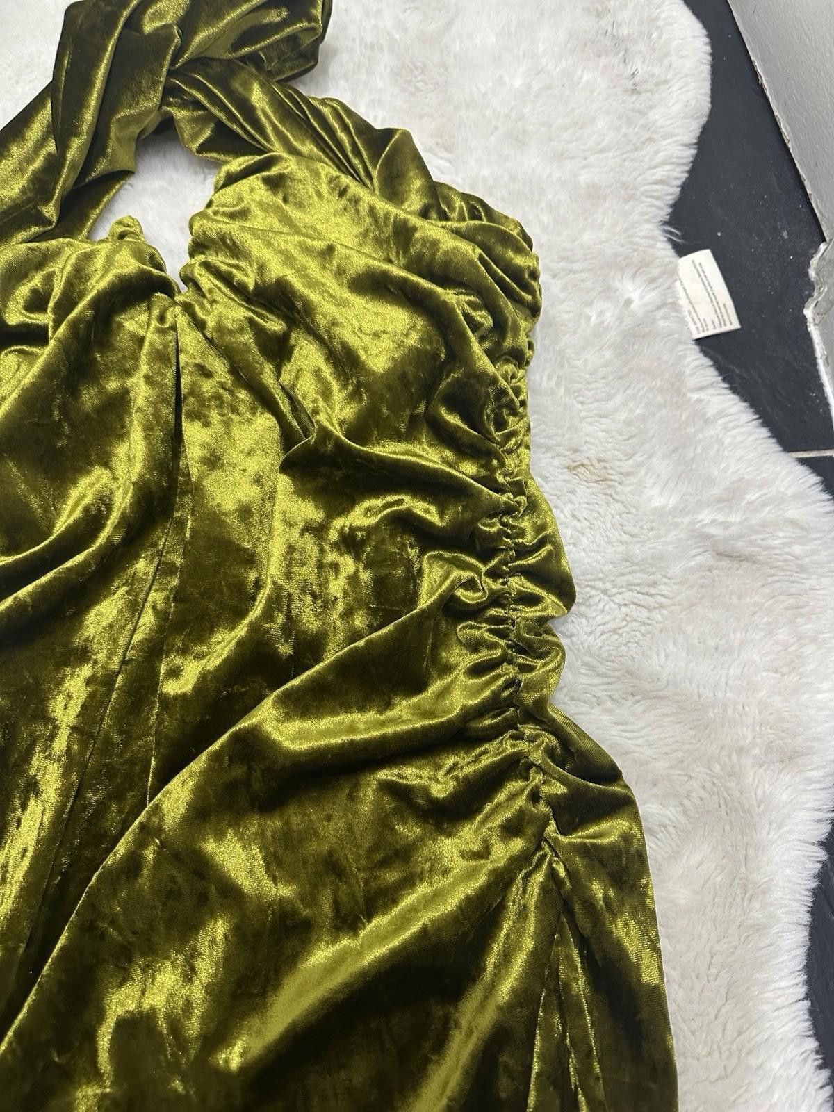 Zara ZARA green long maxi velvet dress BNWT Size XL / US 12-14 / IT 48-50 - 5 Thumbnail