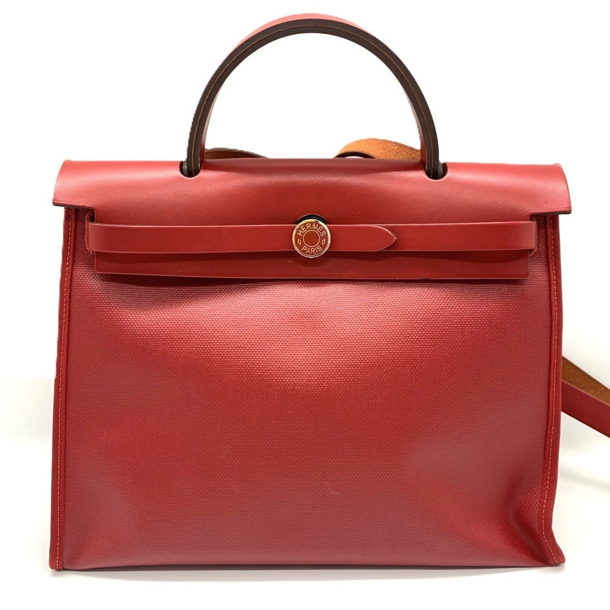 Hermes Hermes Hermès Airbag Zip PM 2-way bag, coated canvas and leather, Rouge Piment D stamped. Size ONE SIZE - 1 Thumbnail