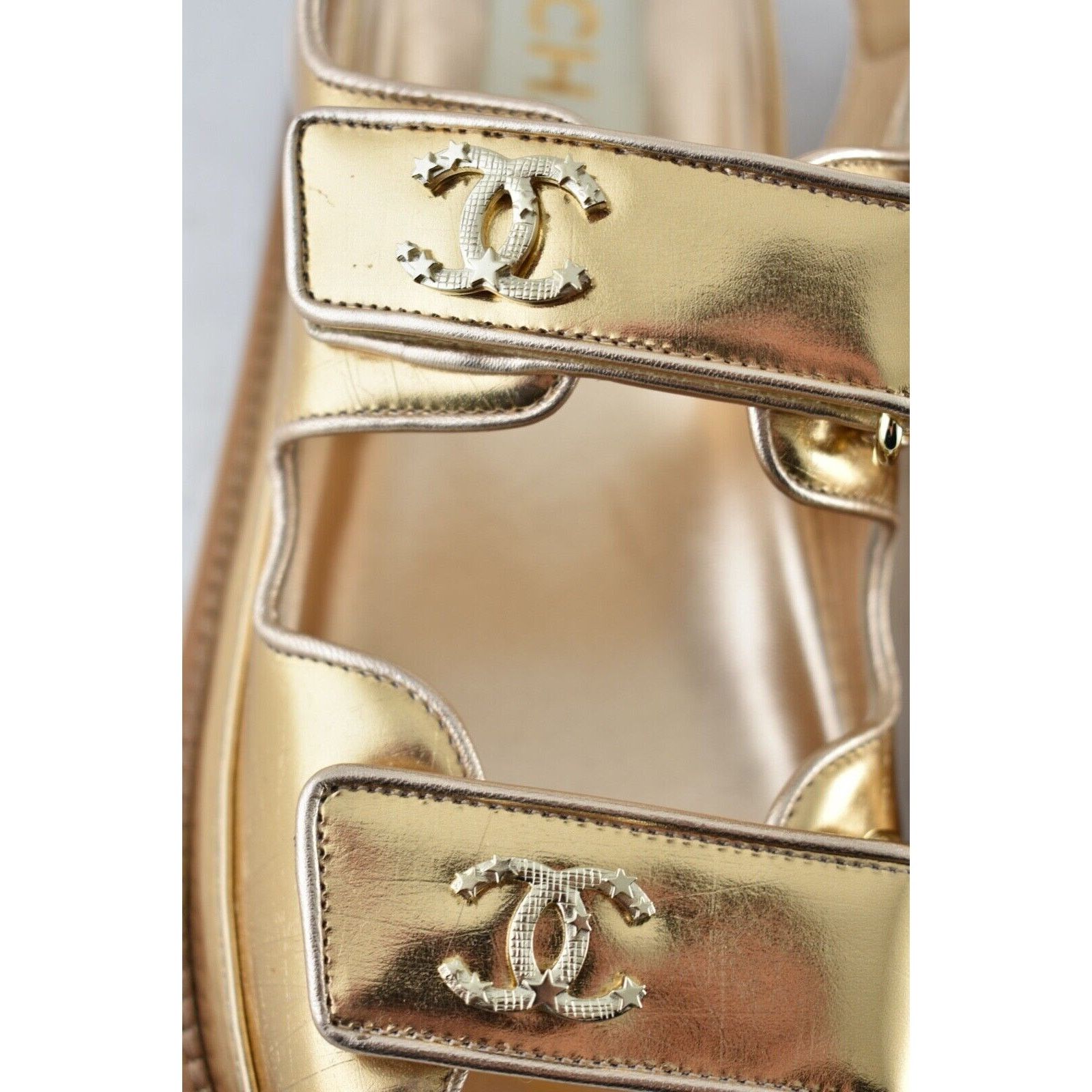Chanel Chanel 22C Golden Gold Laminated CC Logo Mule Slide Strap Size US 6 / IT 36 - 5 Thumbnail