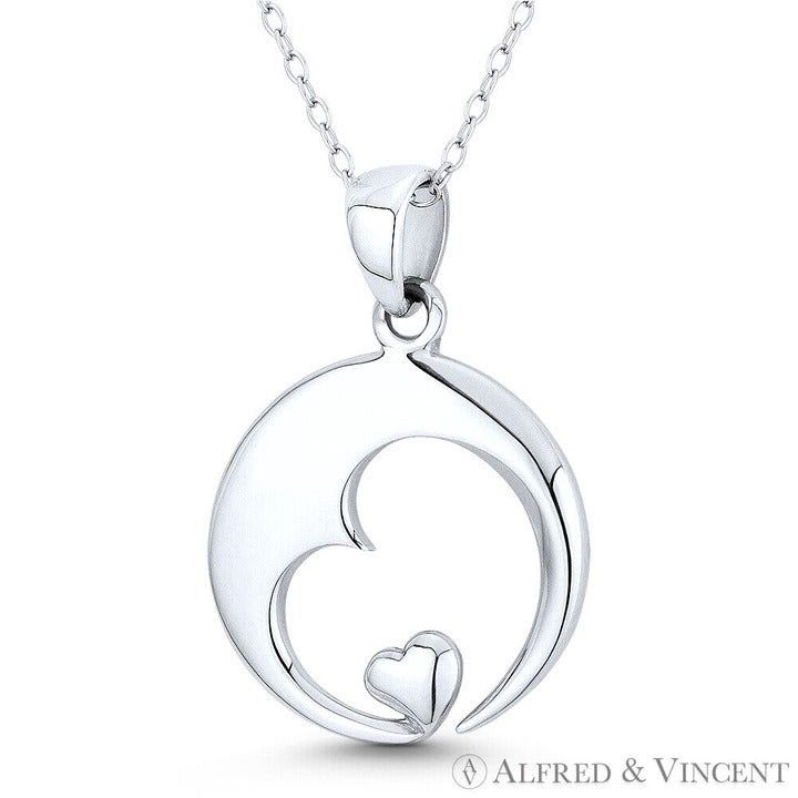 Other Sideways Heart Cutout & Bubble Heart Charm Circle Pendant Size ONE SIZE - 1 Preview