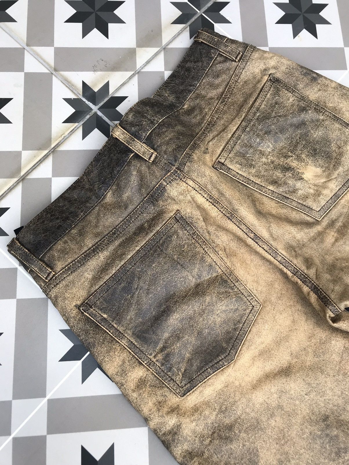 Genuine Leather DUAL ( JAPAN ) FADED COWHIDES LEATHER JEANS Size US 31 - 8 Thumbnail