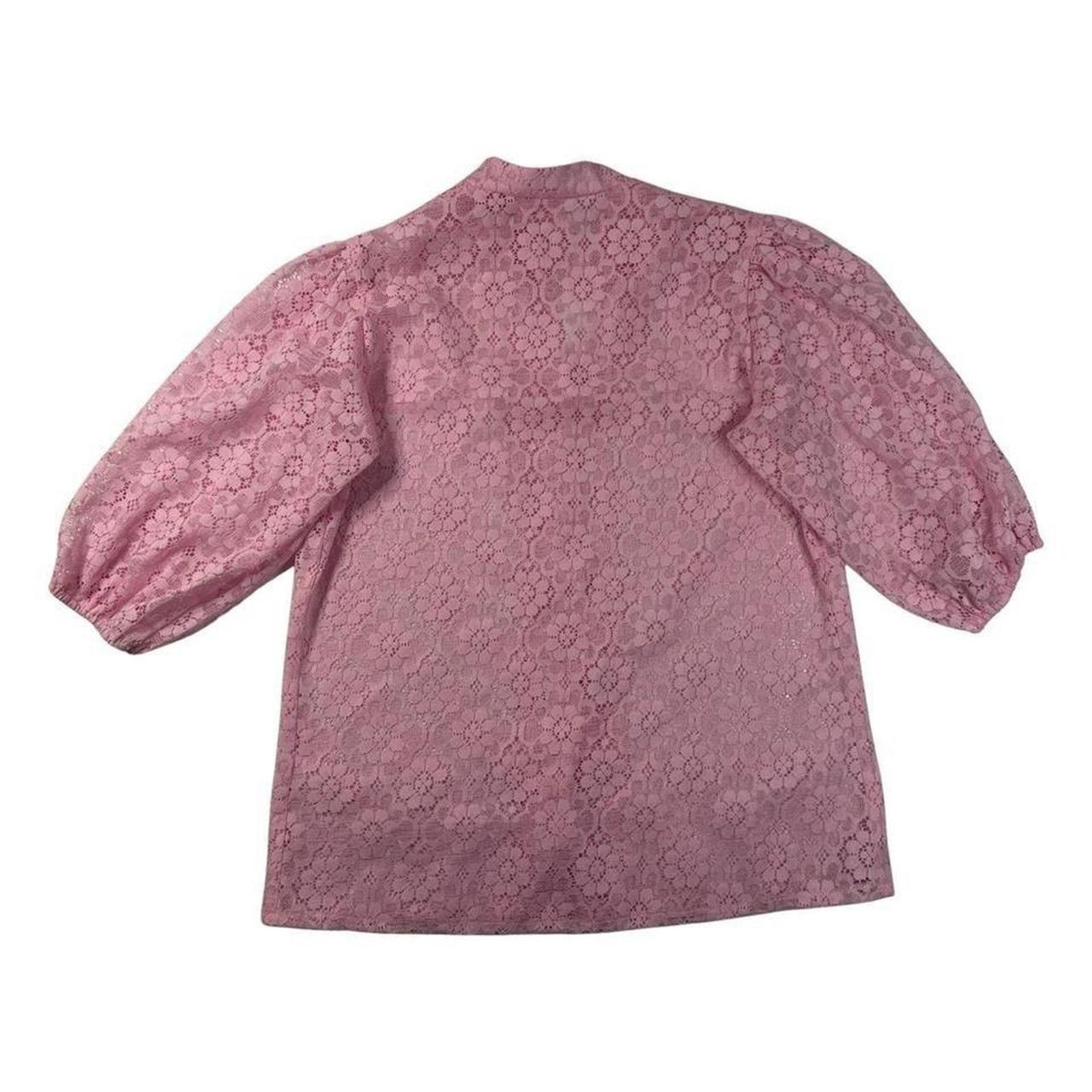 Vintage 70s vintage prairie skirt blouse set sz M pink puff sleeve Size 32" / US 10 / IT 46 - 7 Thumbnail