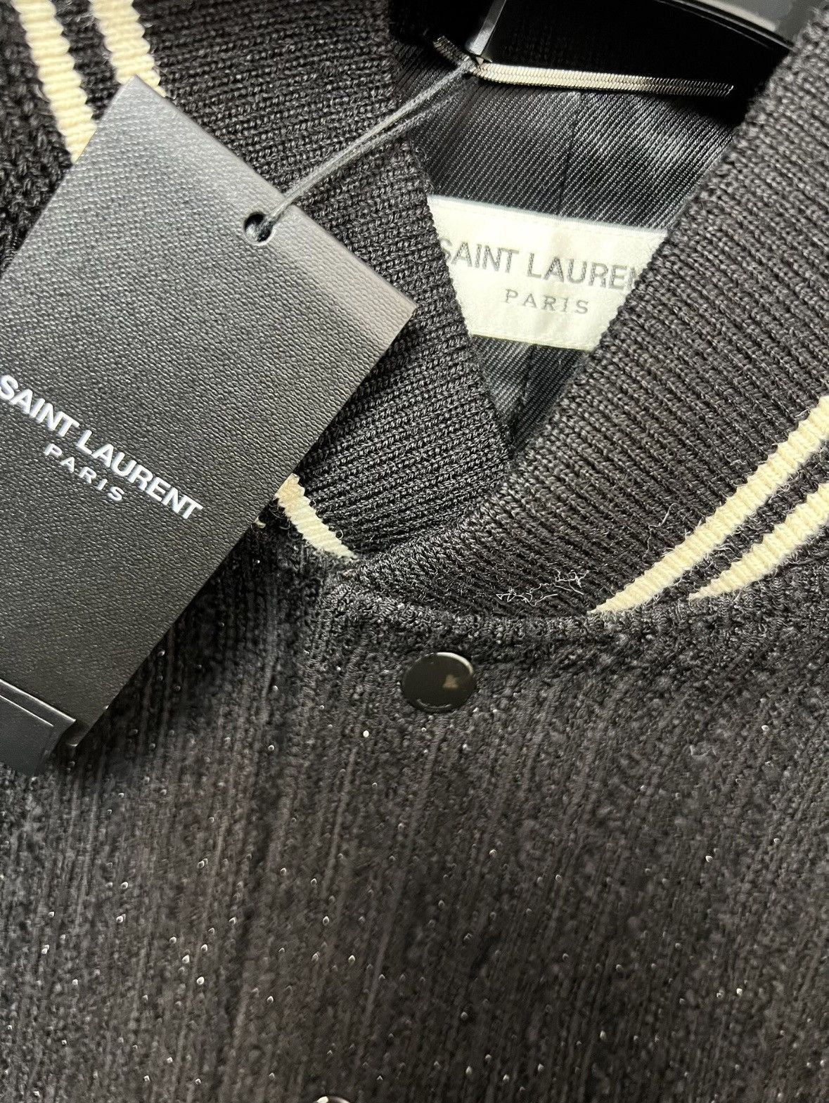 Saint Laurent Paris Black Sequinned Teddy Jacket sz 52 Size US L / EU 52-54 / 3 - 3 Thumbnail
