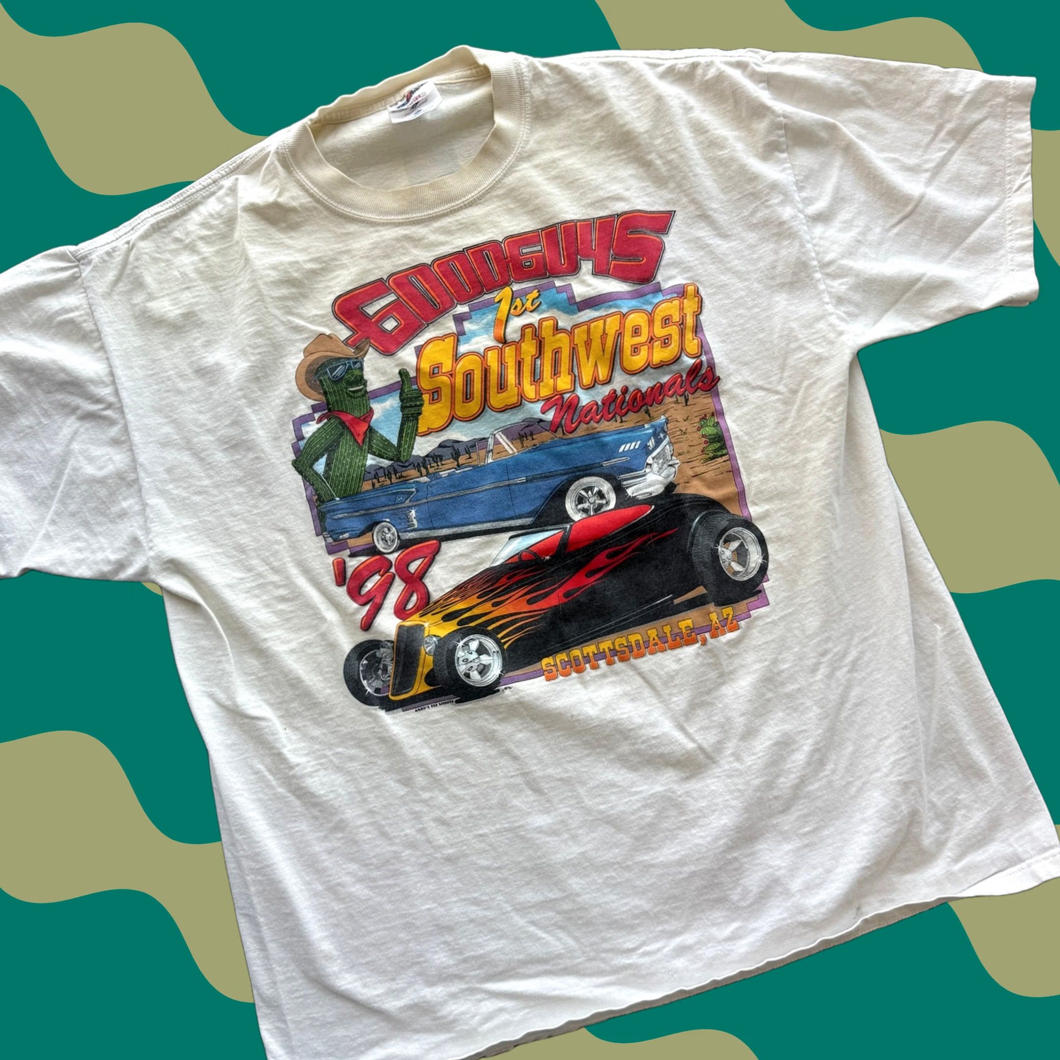 Vintage Vintage Goodguys Car Week Scottsdale Arizona White Graphic Tee L Mens Size US L / EU 52-54 / 3 - 1 Thumbnail