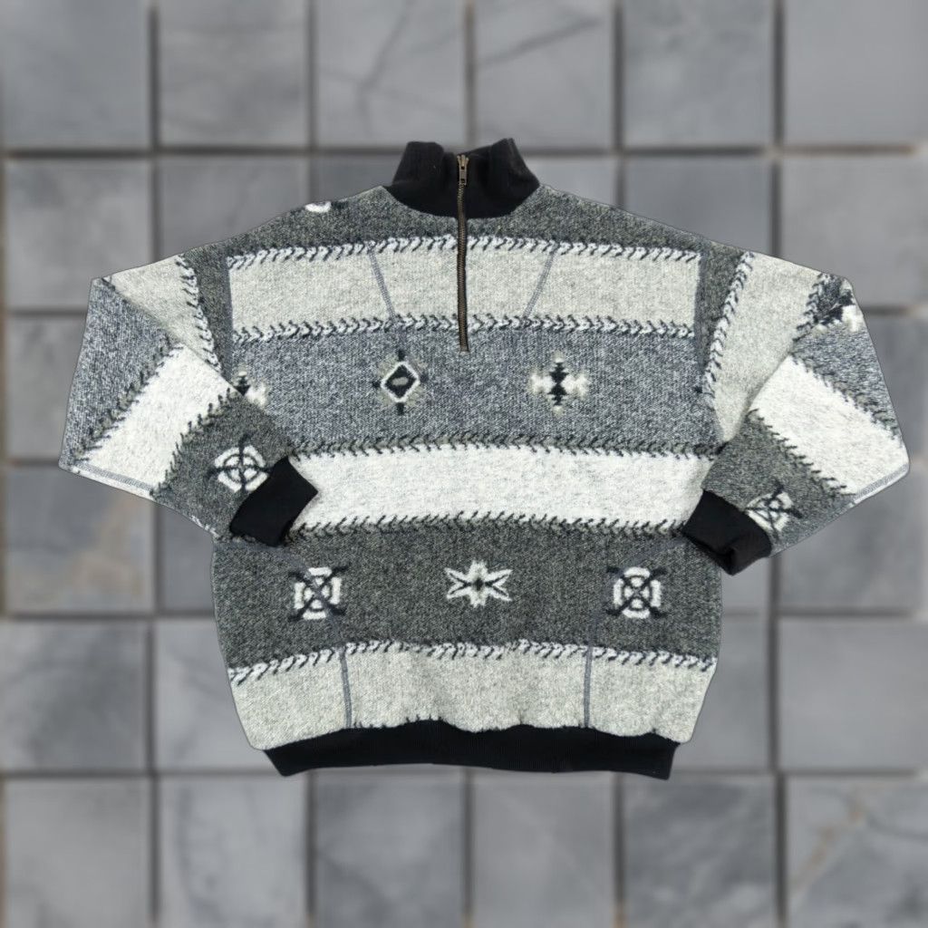 Vintage Straight Down Sweater 1/4 Zip Pullover Mens Small Gray Solid Knit Aztec Outdoor Size US S / EU 44-46 / 1 - 1 Thumbnail