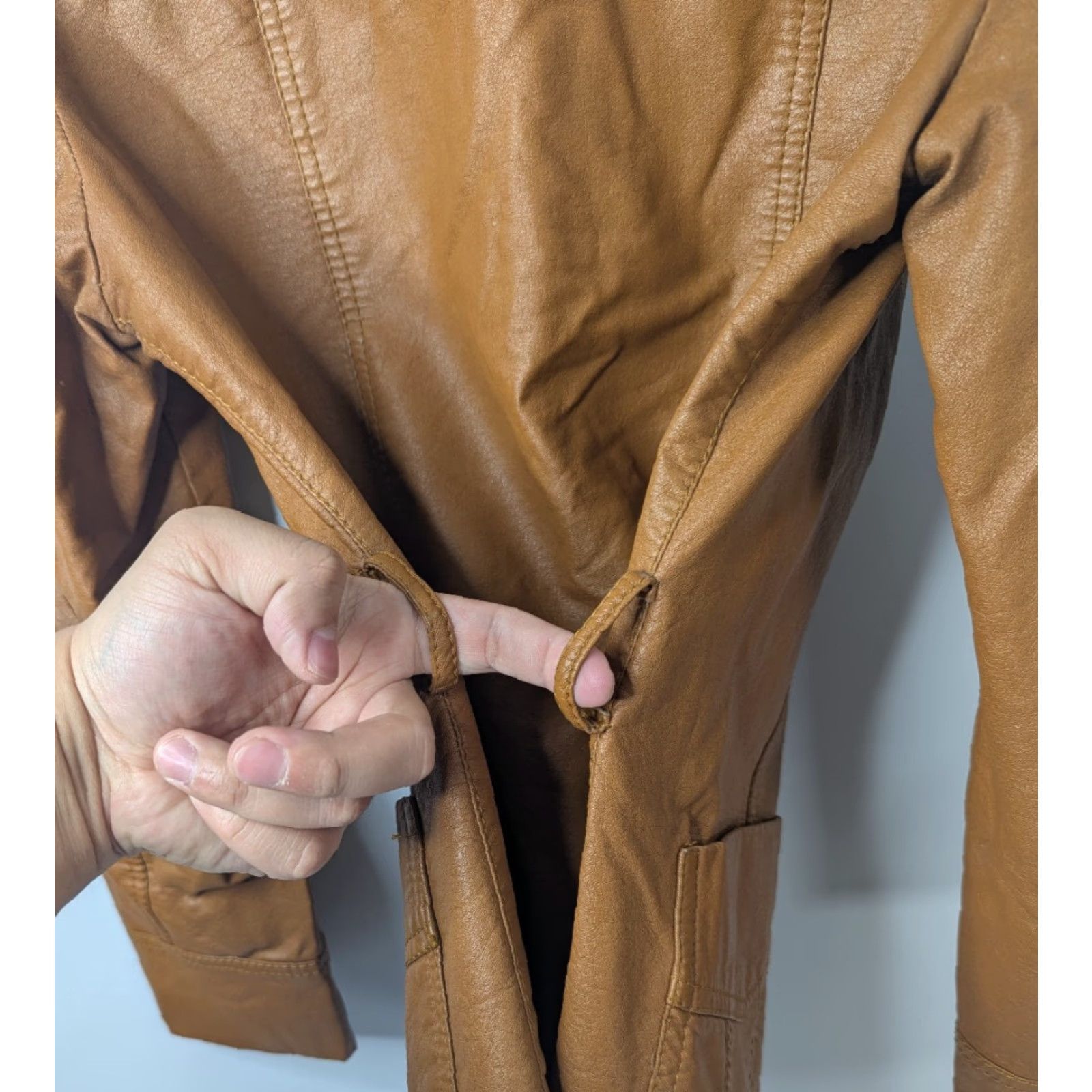 Vintage Jet Set Brown Polyurethane Leather Jacket Women 12 Jacket Pockets Casual All Seasons Fall Spring Summer Regular Size 12 Brown Pockets Jet Set Jacket Size XL / US 12-14 / IT 48-50 - 7 Thumbnail