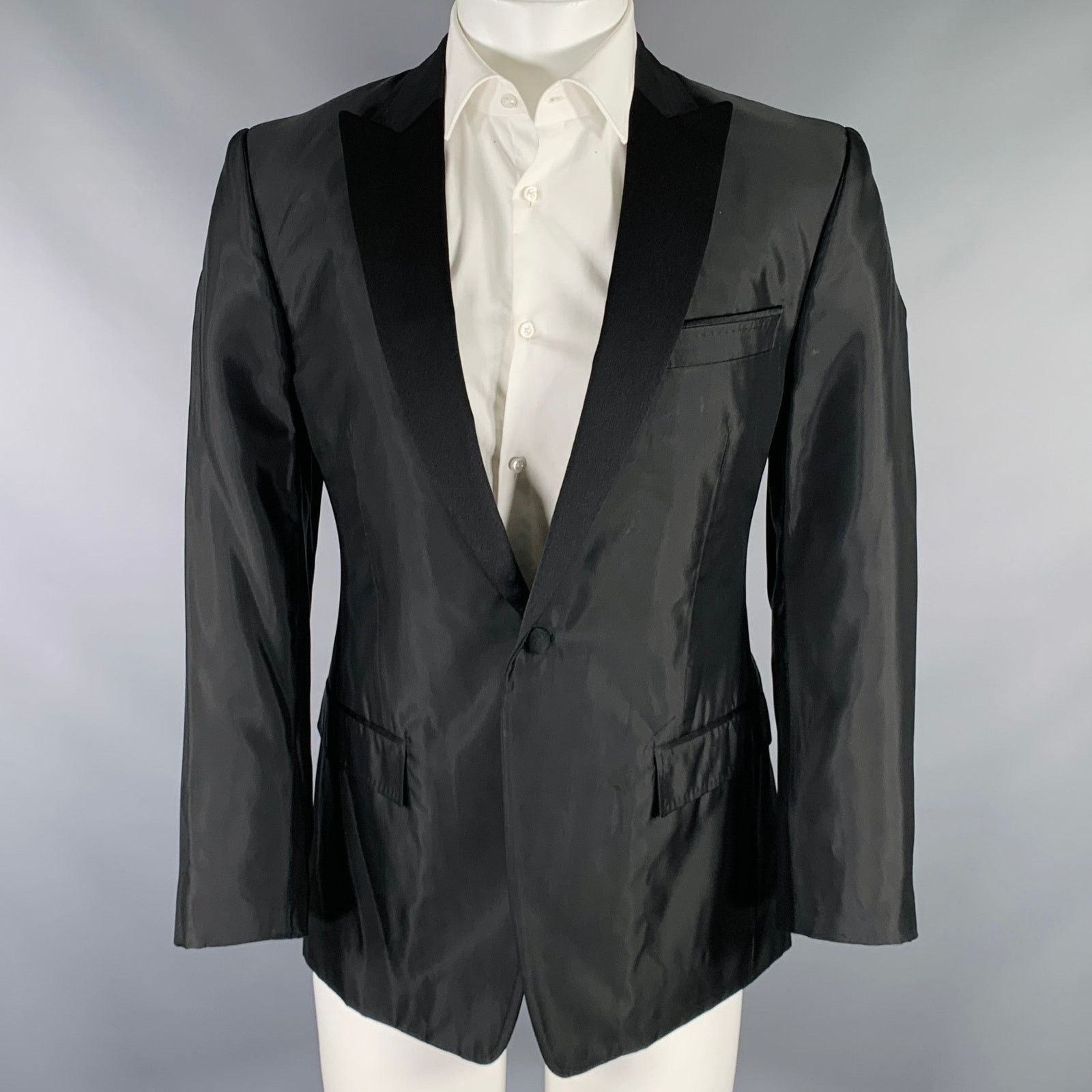 Versace VERSACE COLLECTION Black Acetate Blend Peak Lapel Sport Coat Size 40R - 1 Thumbnail