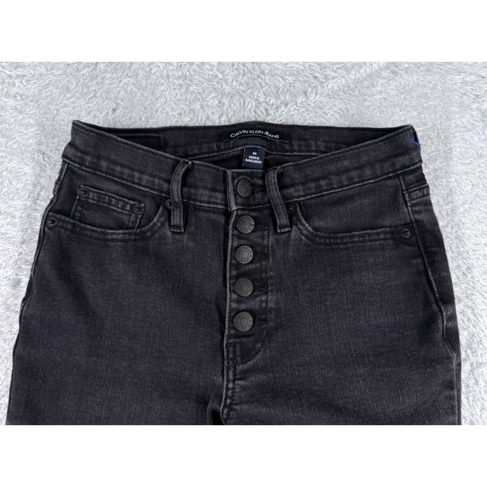 Calvin Klein Calvin Klein Jeans Women Black Denim Straight Mid Rise 2 26x23 Stretch Pockets 5-Pocket Design Denim Cotton Blend Regular 26 in Waist Inseam 23 in Size 26" / US 2 / IT 38 - 4 Thumbnail