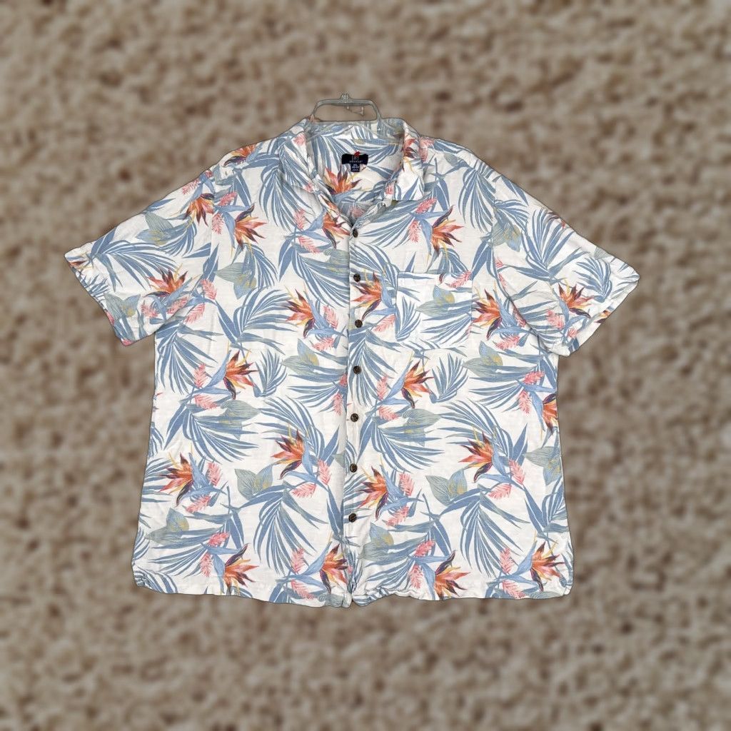 George George Shirt Mens 2XL Multicolor Short Sleeve Hawaiian Floral Tropical Button Up Size US XXL / EU 58 / 5 - 1 Thumbnail