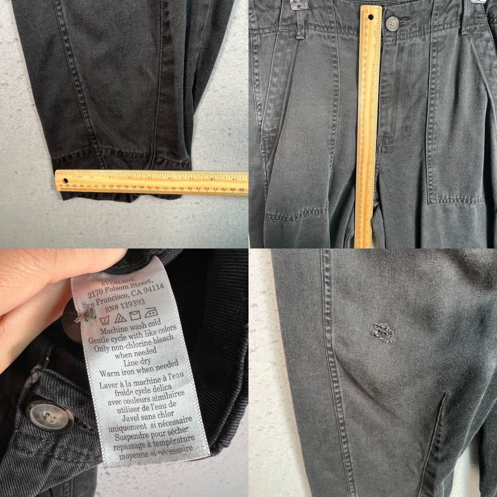 Everlane Everlane Pants Cropped Tencel Lyocell Black Relaxed Fit High Waist Twill Vintage No Size 27" / US 4 / IT 40 - 8 Thumbnail