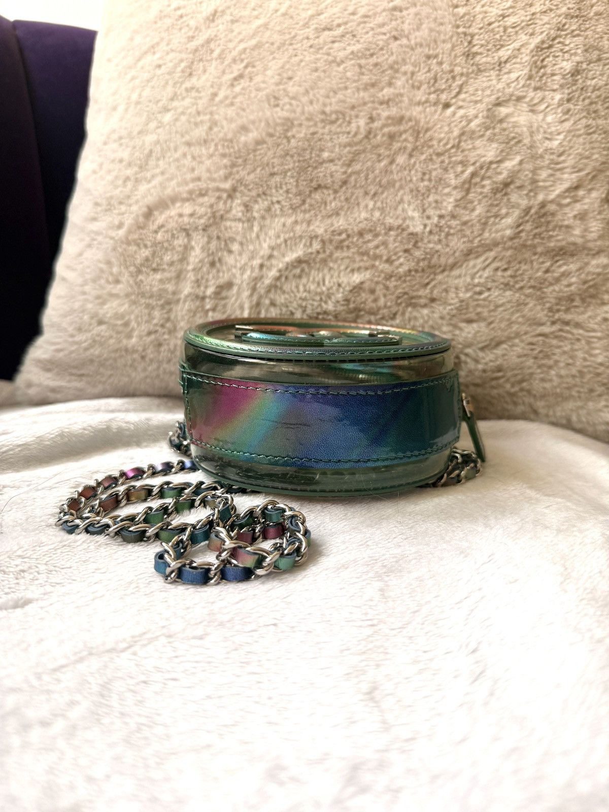 Chanel CHANEL PVC Lambskin Filigree Round Clutch With Chain green Size ONE SIZE - 7 Thumbnail