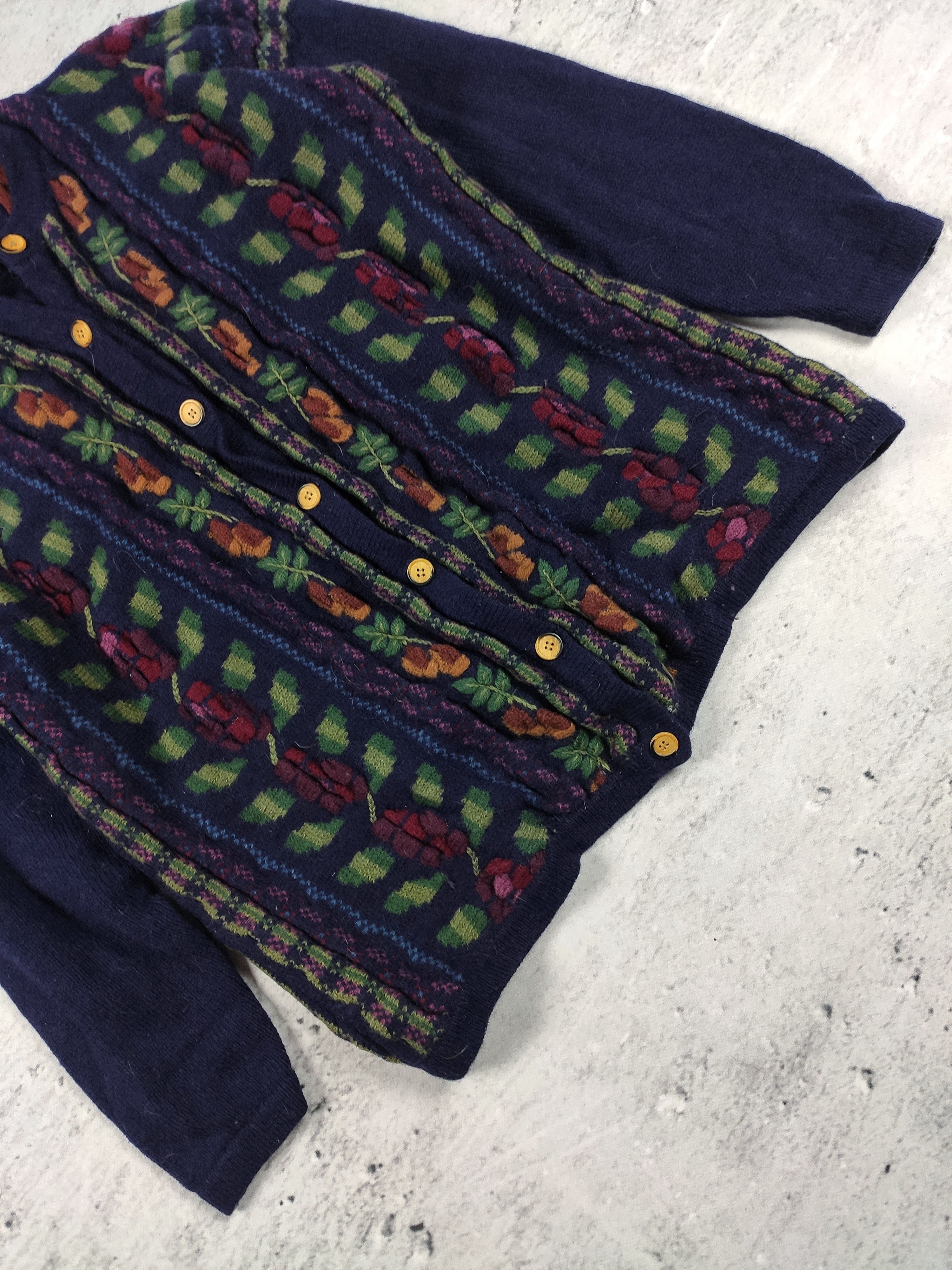 Vintage Vintage Floral woolen cardigan jumper Size L / US 10 / IT 46 - 3 Thumbnail