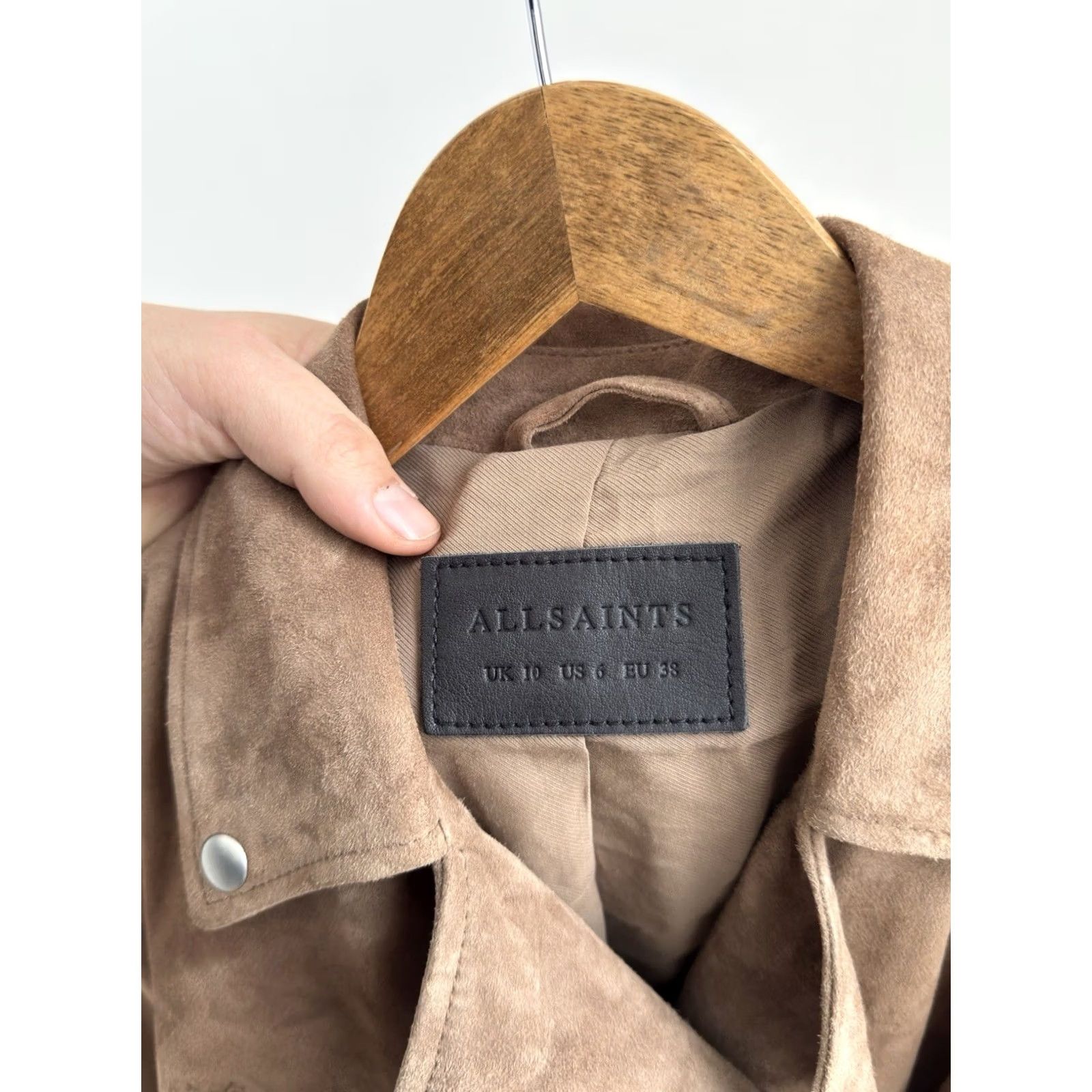 Allsaints VINTAGE AllSaints Powder Brown Suede Balfern Biker Jacket Women’s Size UK 10 US 6 EU 38 M Brown 80s 90s Vintage Streetwear Womens Balfern Biker Jacket Size M / US 6-8 / IT 42-44 - 7 Thumbnail