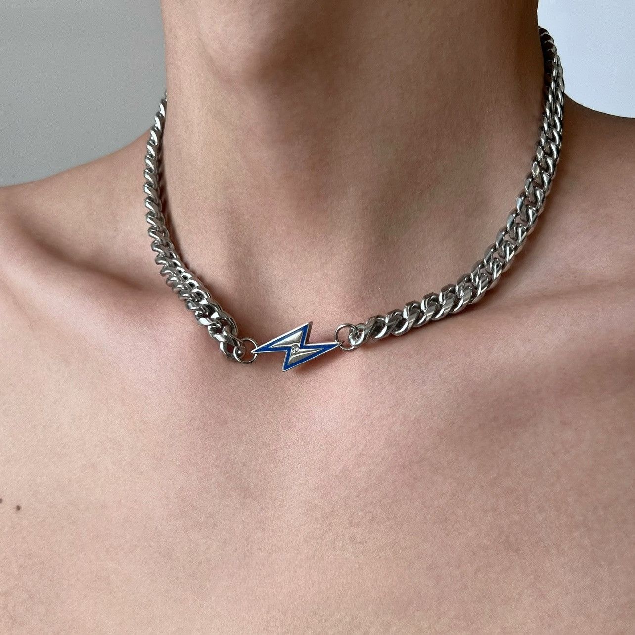 Jewelry × Vintage Men's Lightning Hip-Hop Clavicle Chain Fashion Necklace Size ONE SIZE - 1 Thumbnail