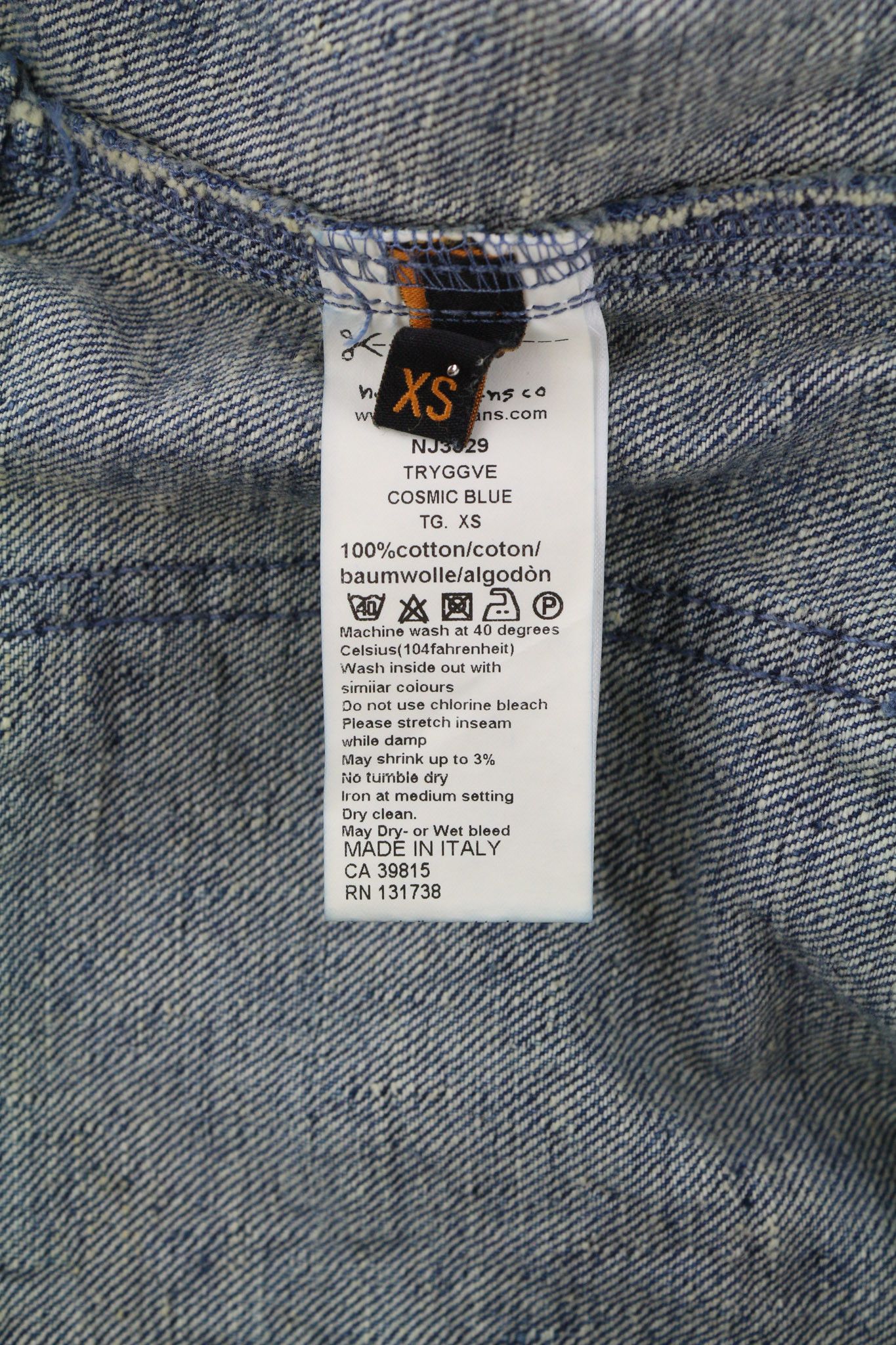 Nudie Jeans TRYGGVE XS Cosmic Blue Washed Polo Neck Logo 81613 Size US XS / EU 42 / 0 - 7 Thumbnail