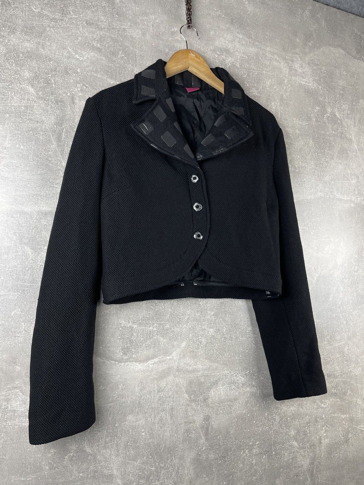 Other Save The Queen! Cropped Avant Garde Textured Wool Jacket Size XL / US 12-14 / IT 48-50 - 3 Thumbnail