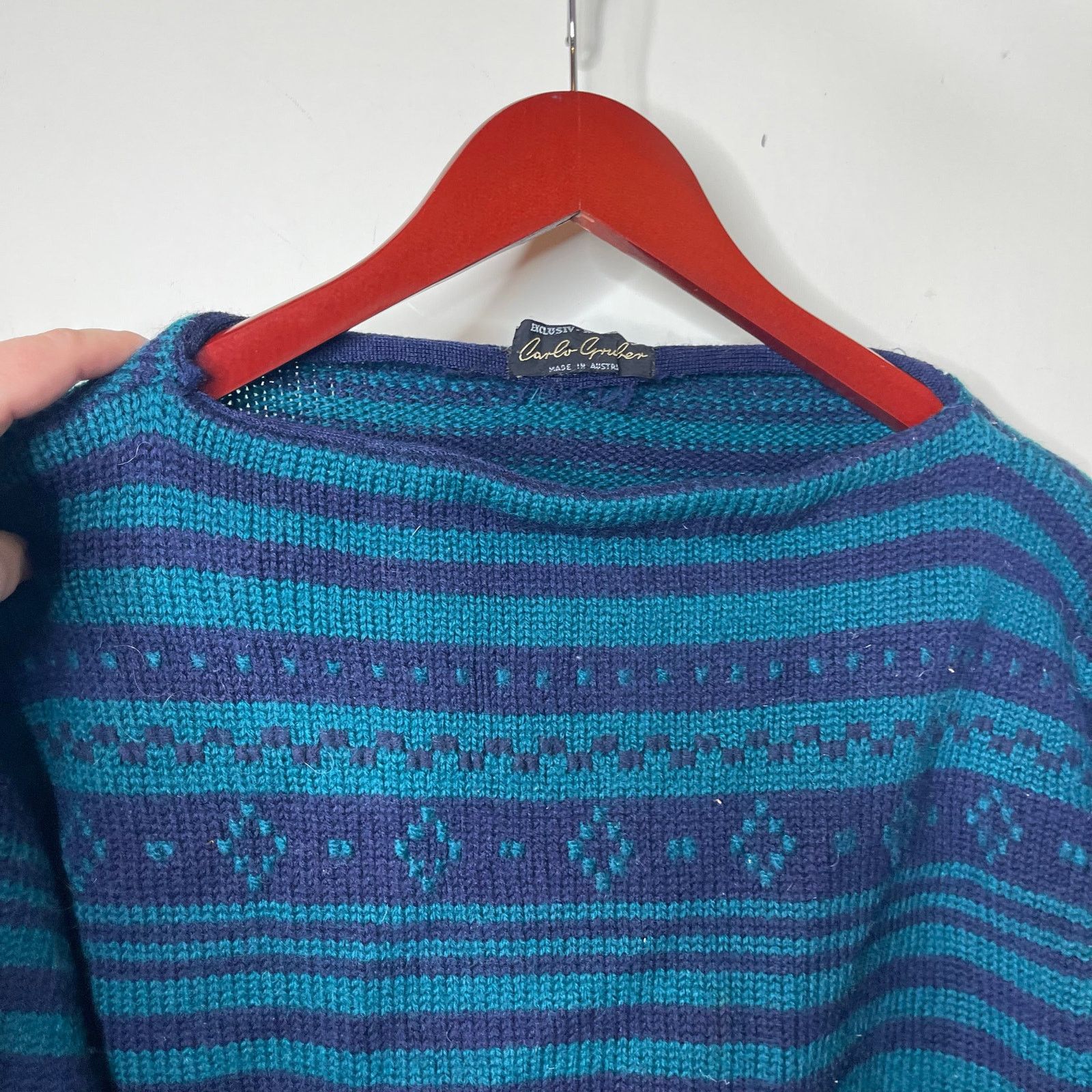 Other Vintage Carlo Gruber navy teal granpacore boatneck sweater M Size US M / EU 48-50 / 2 - 6 Thumbnail