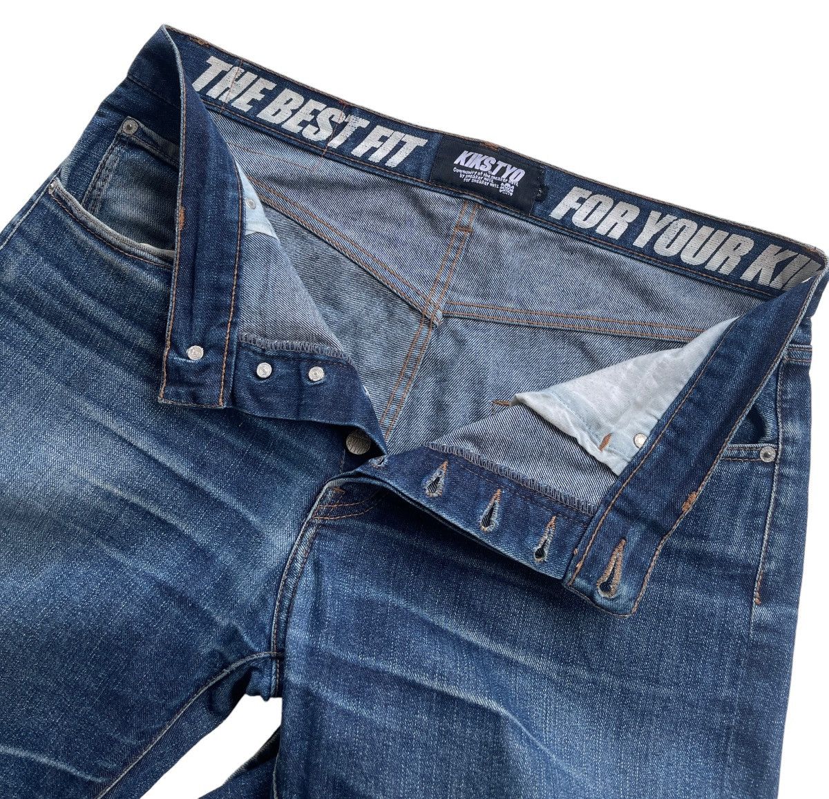 Japanese Brand KIKS TYO Tapered Straight Blue Denim Size US 34 / EU 50 - 4 Thumbnail