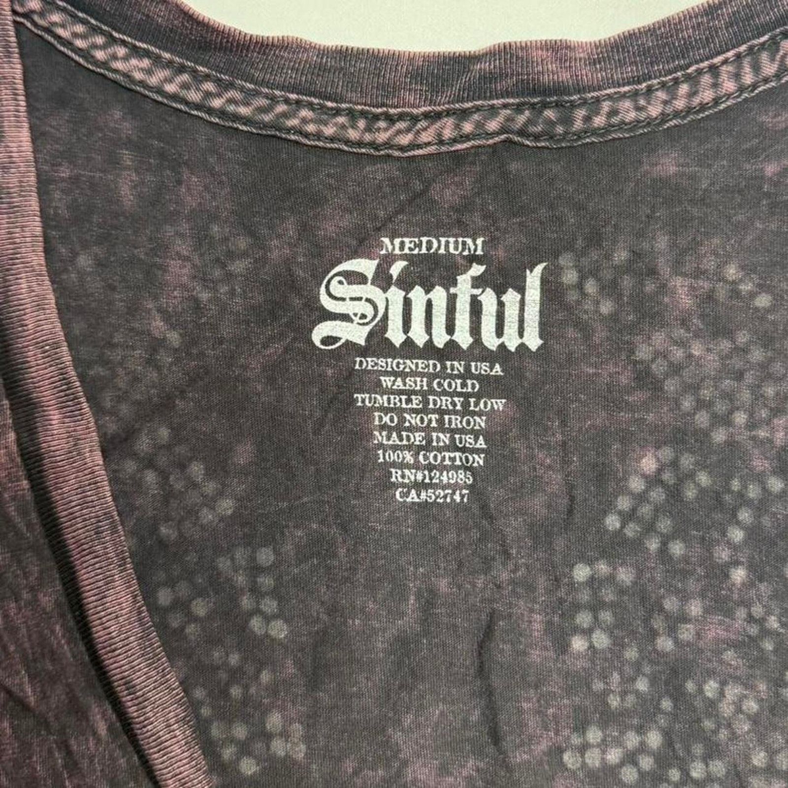 Affliction Sinful black & purple tie-dye babytee rhinestone wing design Size M / US 6-8 / IT 42-44 - 5 Thumbnail