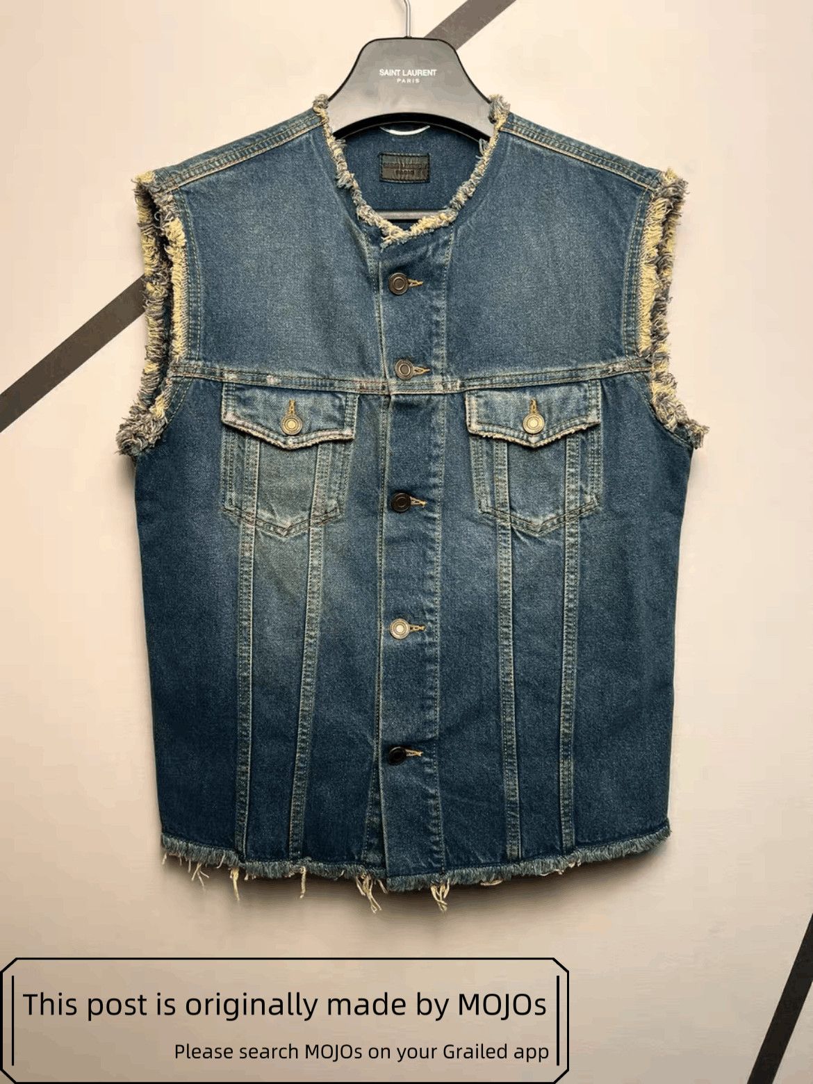 Saint Laurent Paris 15SS Distressed Denim Vest Mojos5425