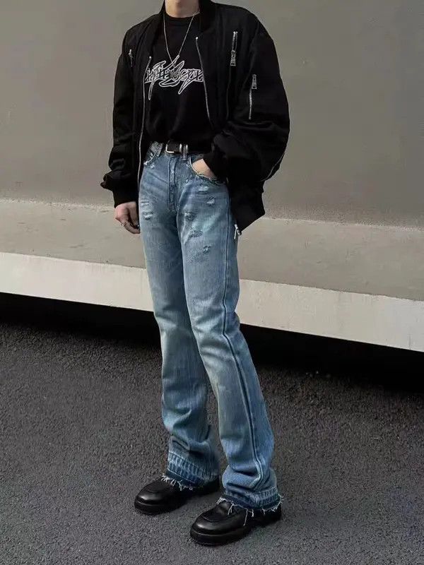 Japanese Brand × Jean Retro casual street ripped micro-flared jeans Size US 32 / EU 48 - 1 Thumbnail