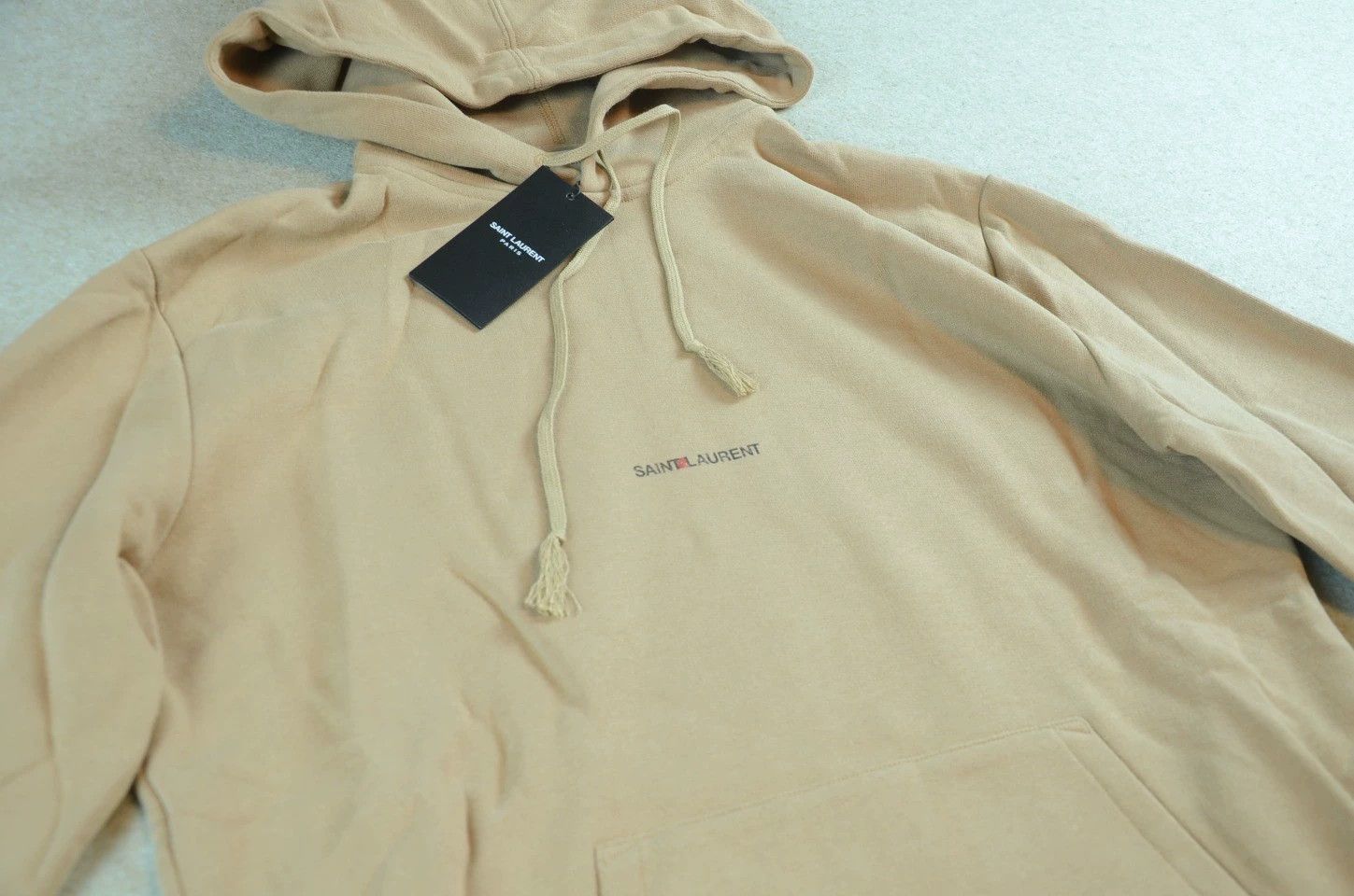 Saint Laurent Paris SLP distressed logo khaki oversized hoodie M Size US M / EU 48-50 / 2 - 2 Thumbnail