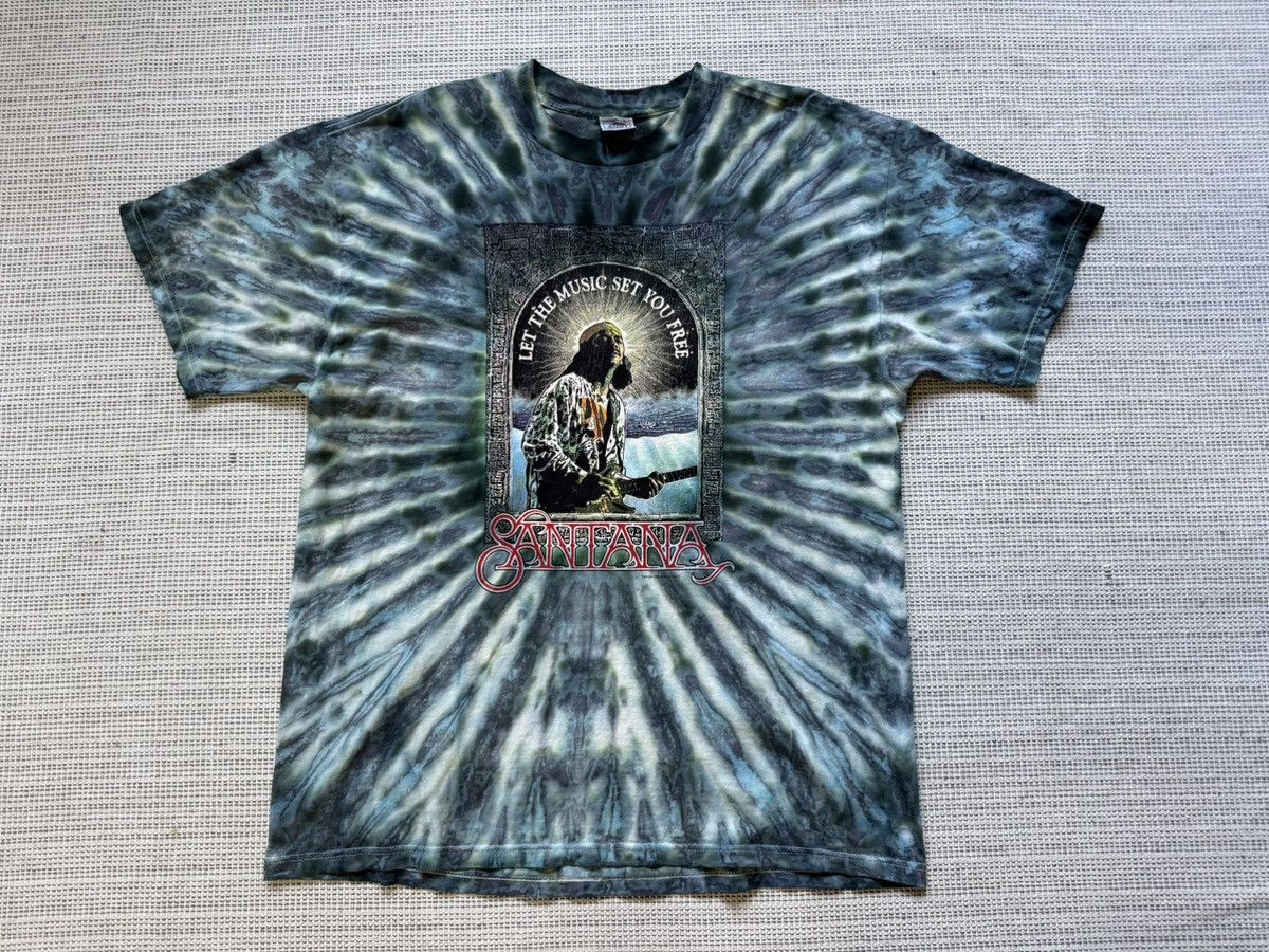 Vintage Vintage 90s SANTANA Tiedye tshirt Size US XL / EU 56 / 4 - 1 Thumbnail