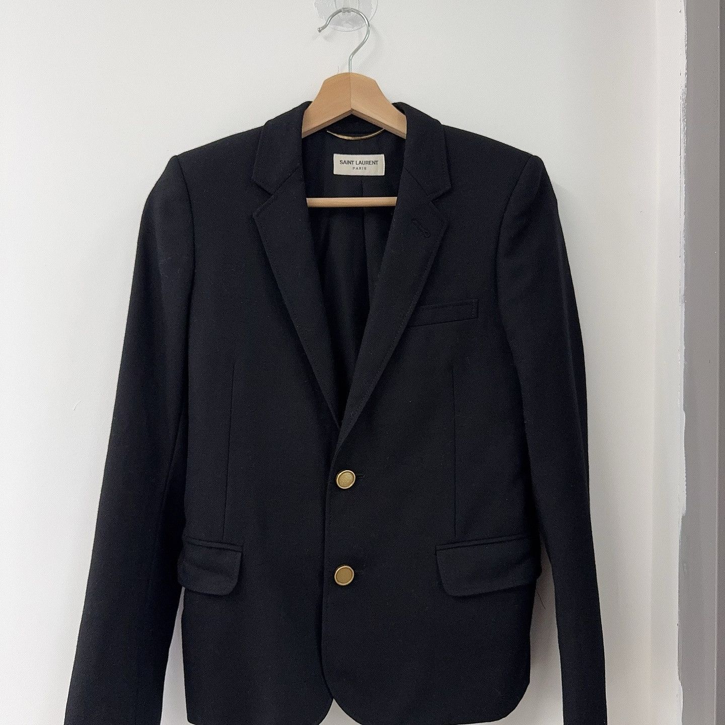 Saint Laurent Paris Saint Laurent Gold Button Wool Blazer Size 34 Size XS / US 0-2 / IT 36-38 - 1 Thumbnail
