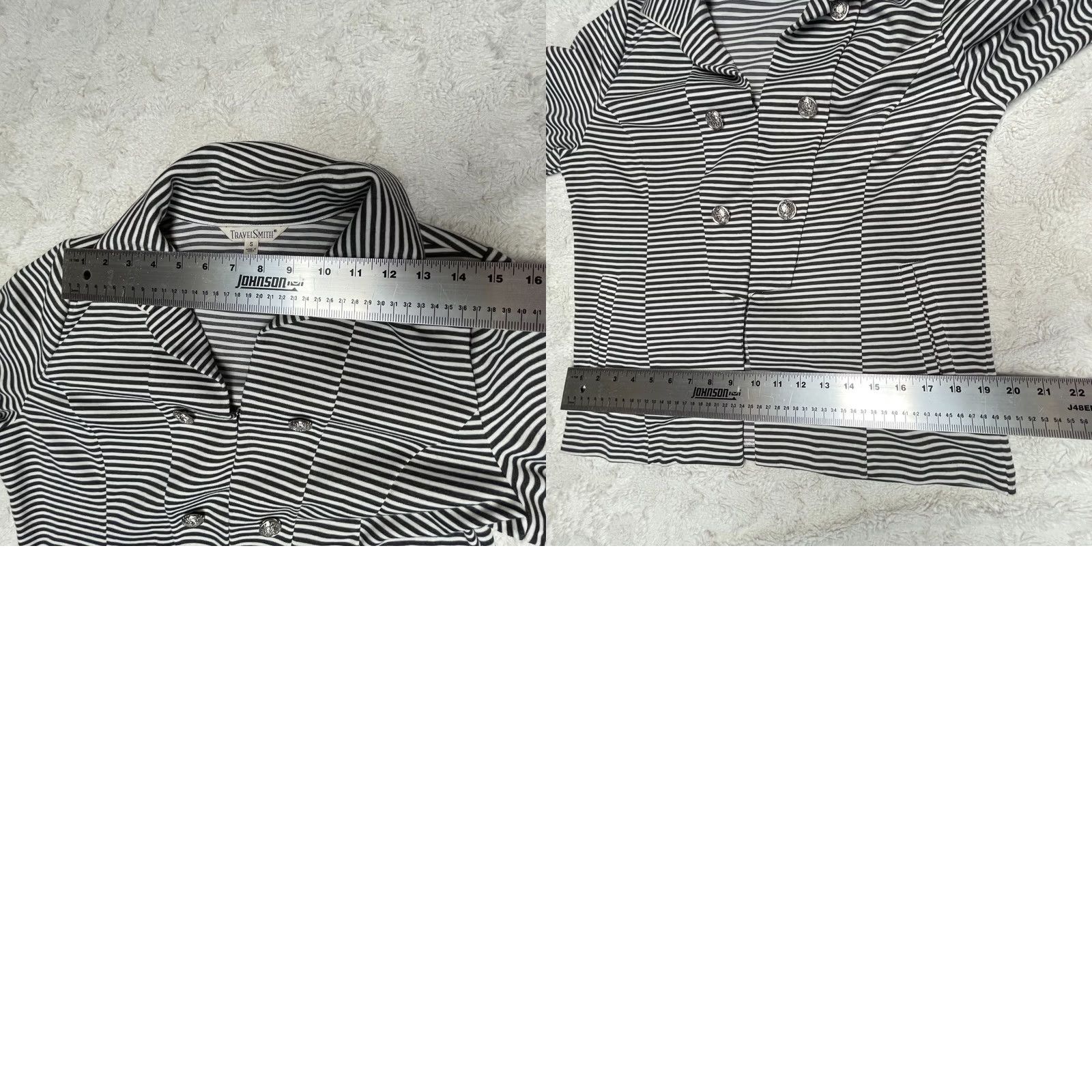 Vintage TravelSmith Womens Small Long Sleeve Knit Jacket Stripe Black White Size Small Size S / US 4 / IT 40 - 8 Thumbnail