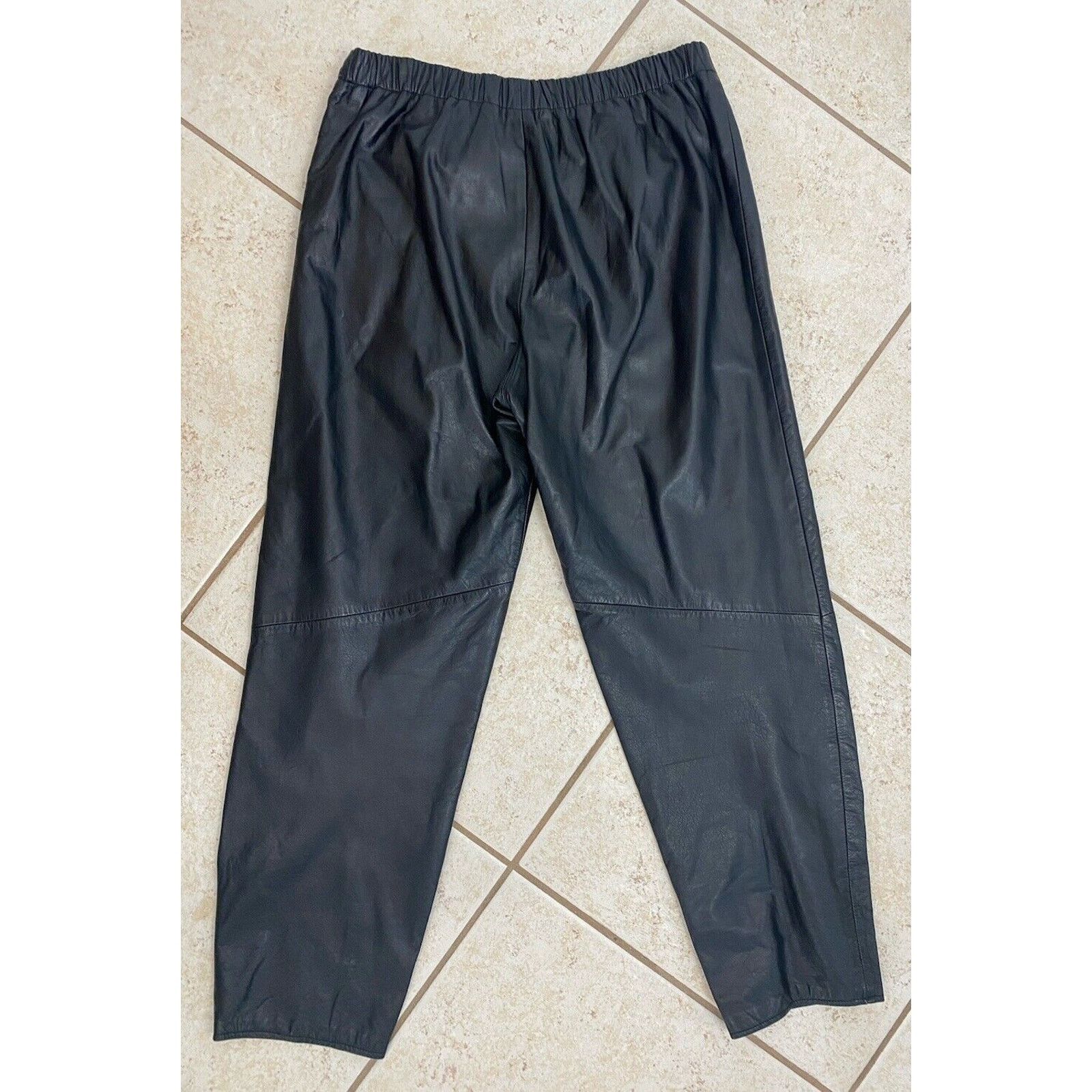 Other VTG CEDARS Black Leather Pants M Fully Lined Elastic Waist Size 32" / US 10 / IT 46 - 5 Thumbnail