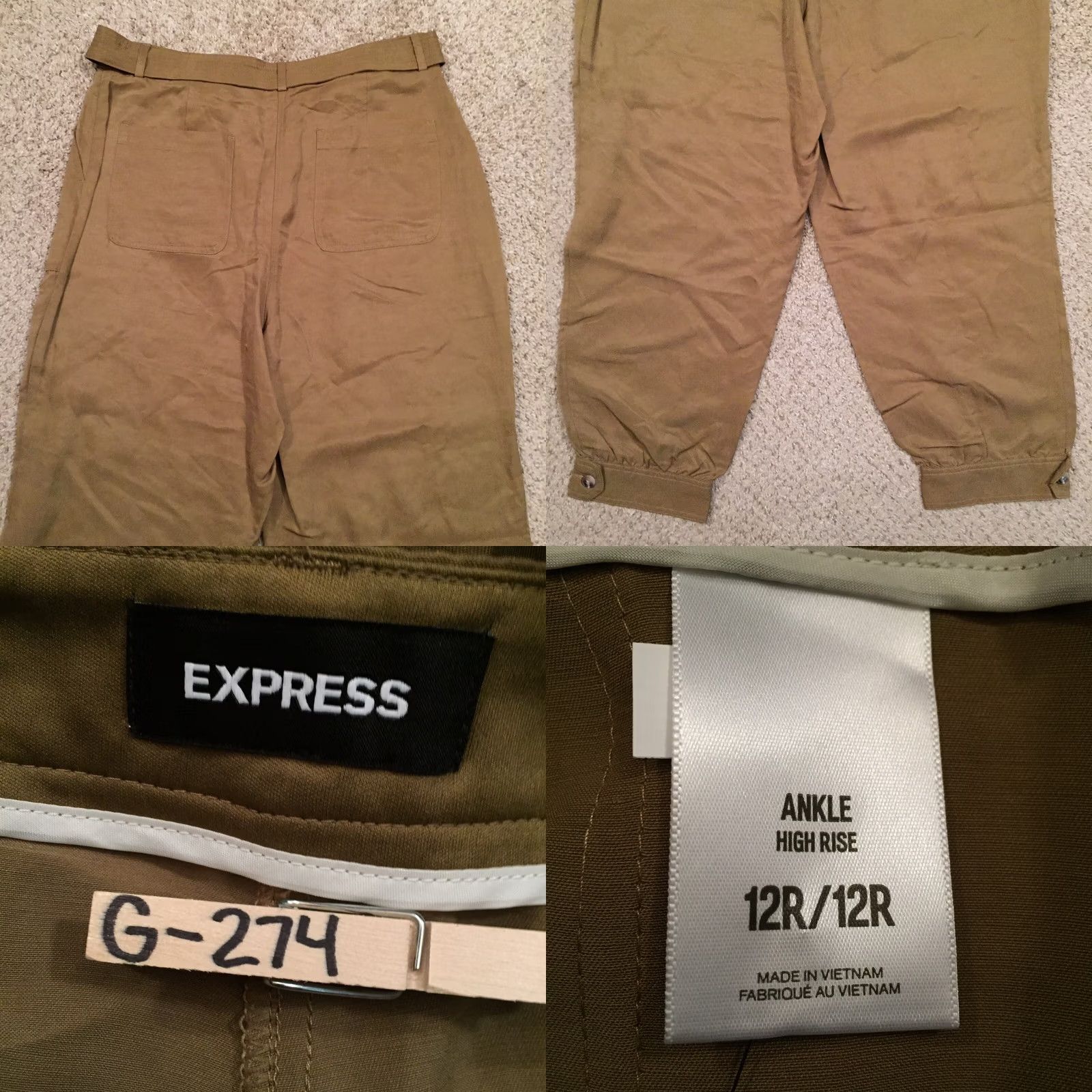 Express Express Pants Womens Brown Ankle High Rise Baggy Size 12 Size 34" / US 12 / IT 48 - 8 Thumbnail