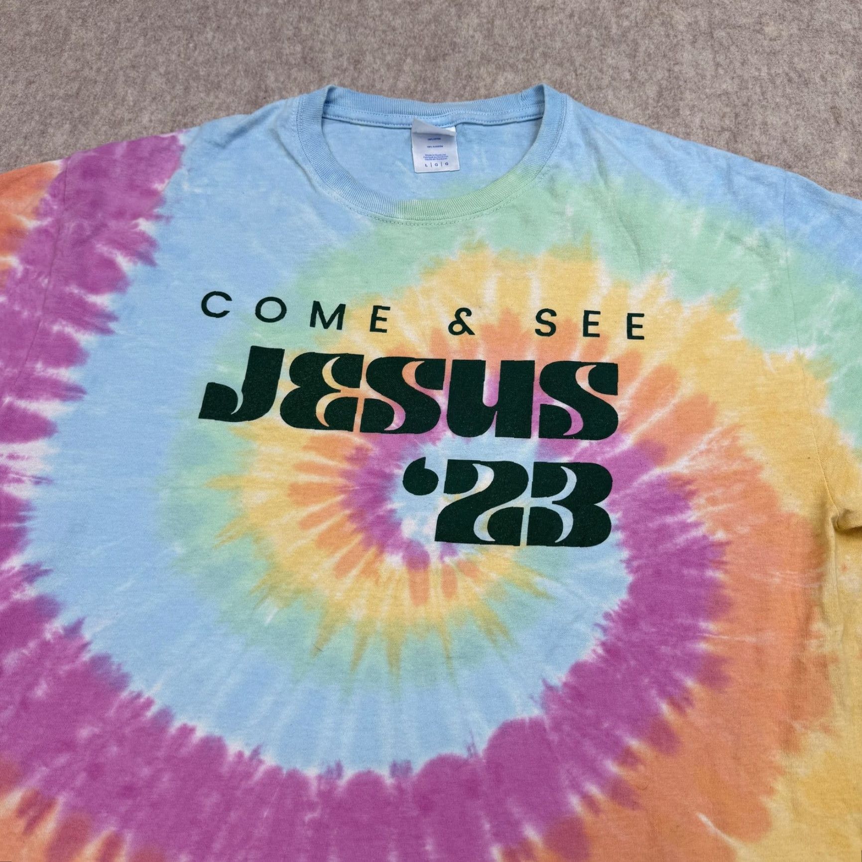 Port & Company Port & Company Shirt Mens Large Tie Dye Jesus '23 Morgantown PA Rally Event Tee Size US L / EU 52-54 / 3 - 4 Thumbnail