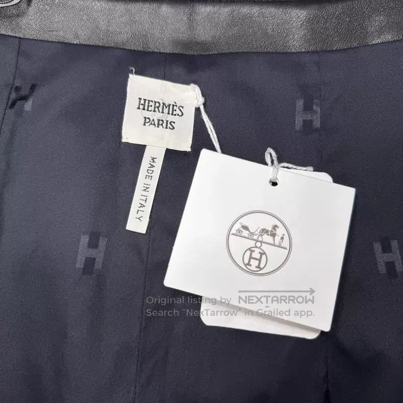 Hermes Hermes Black Leather Zipper Skirt Size 42" / US 20 - 4 Thumbnail