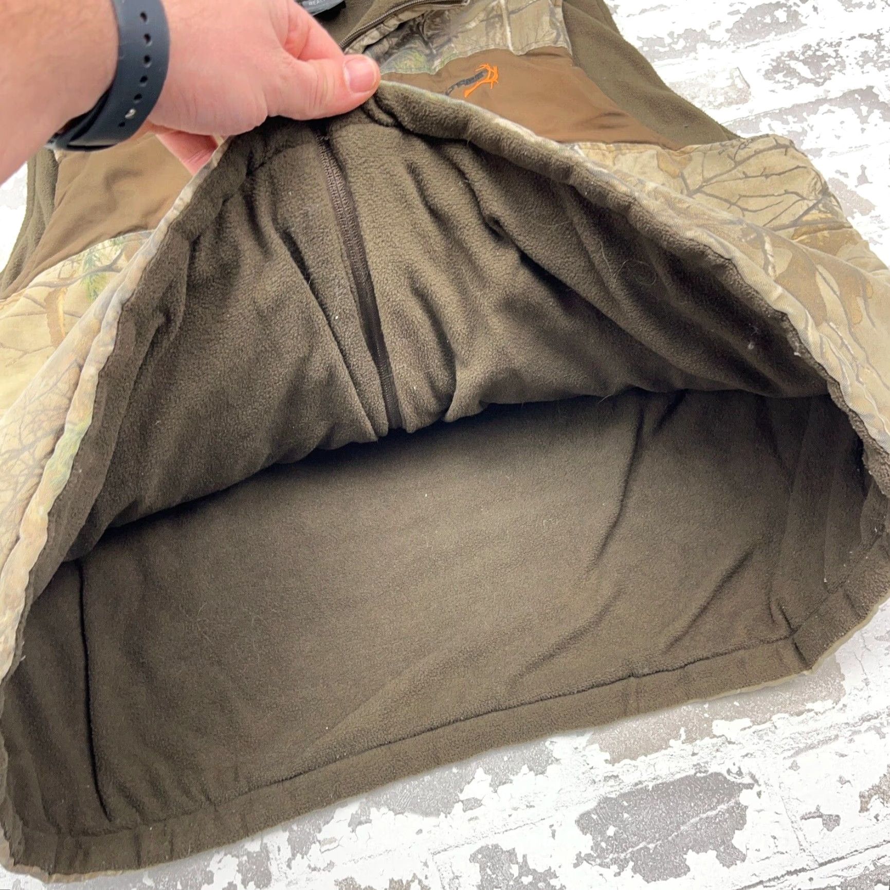 Realtree VINTAGE Realtree Puffer Vest Mens XL Brown Camouflage Twill Fleece Lined Short Jacket Zip Size US XL / EU 56 / 4 - 4 Thumbnail