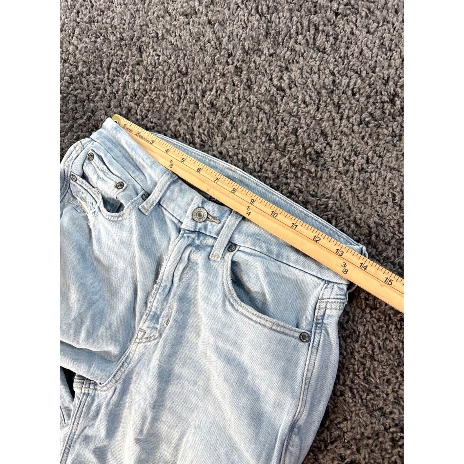American Eagle Outfitters VINTAGE American Eagle Outfitters Jeans 4 Short Blue Super High Rise Baggy Wide Leg Distressed Jeans Women 90s Y2K Curvy Inseam 29 Womens Size 27" / US 4 / IT 40 - 4 Thumbnail