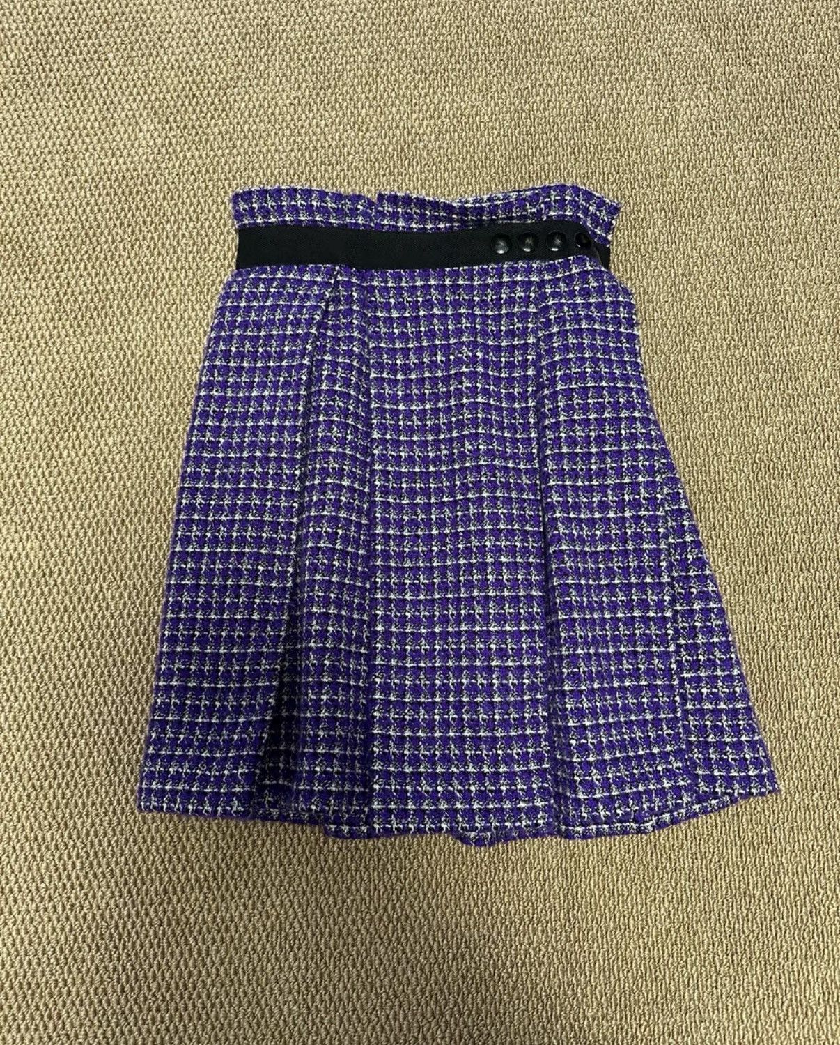 Comme des Garcons COMME des GARÇONS Purple Tweed Plaid Skirt K23 Size 26" / US 2 / IT 38 - 1 Thumbnail