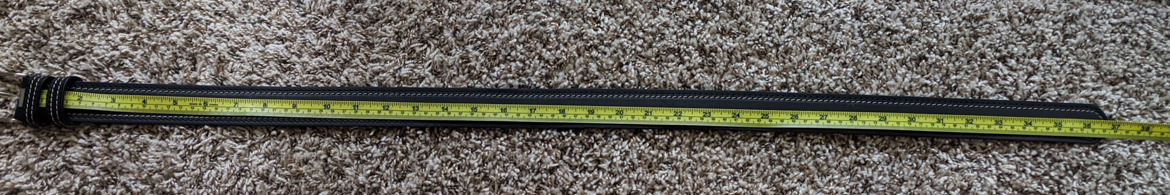 Leather Black Leather Belt - Double Stitched Size 30 - 4 Thumbnail