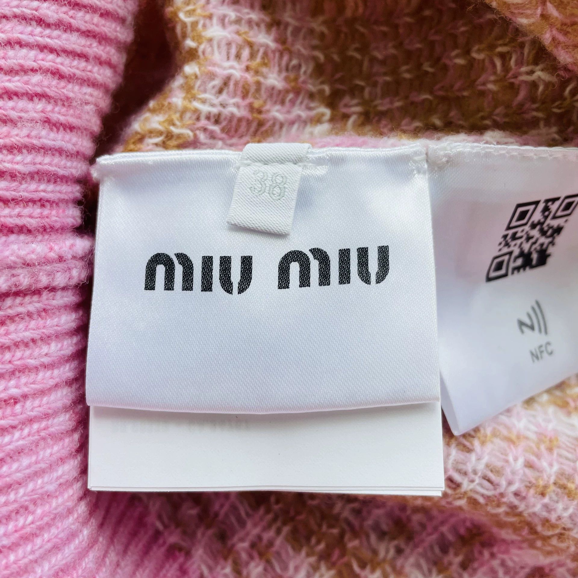 Miu Miu MIU MIU SS23 Striped Logo Wool Sweater Women Pink 38 Size XS / US 0-2 / IT 36-38 - 5 Thumbnail