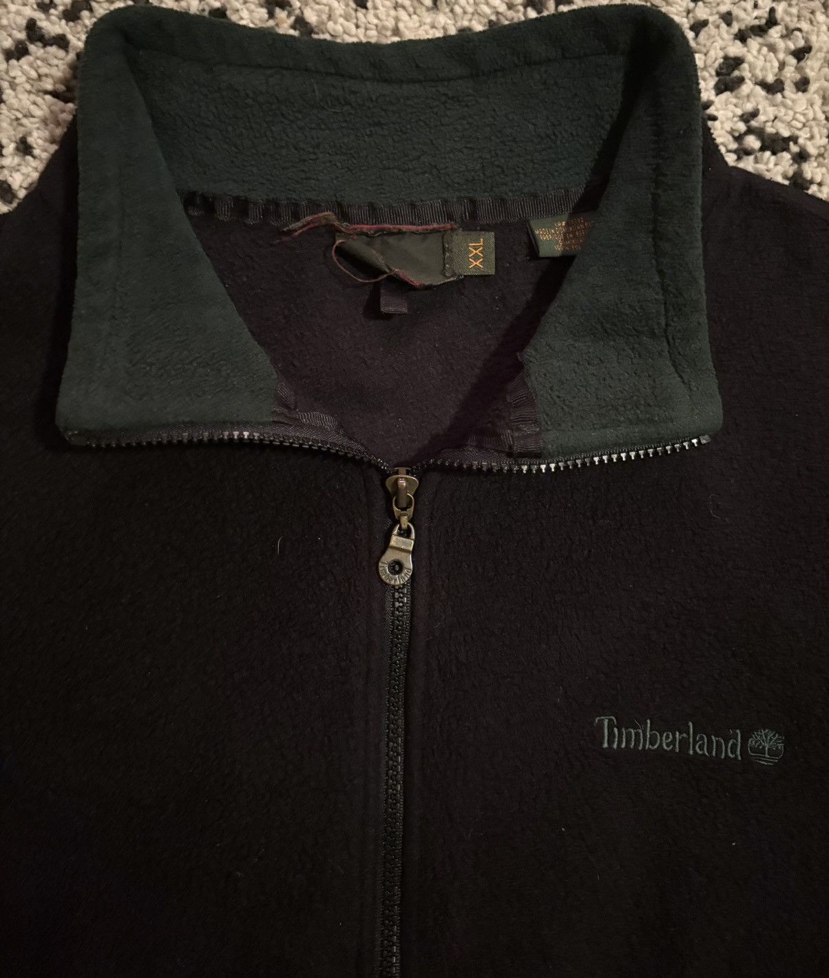 Timberland × Vintage Vintage Black Timberland Fleece Jacket with green collar Size US XL / EU 56 / 4 - 3 Thumbnail
