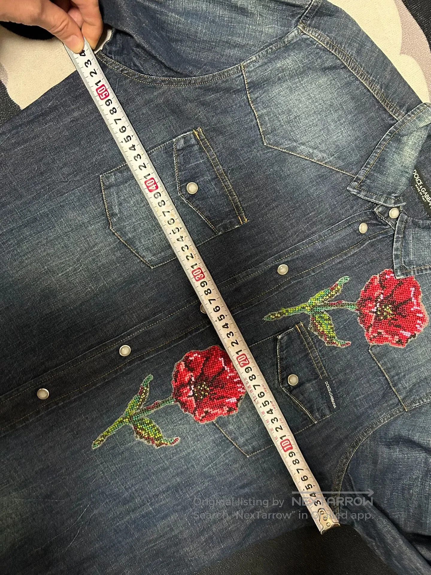 Dolce & Gabbana Dolce & Gabbana Floral Denim Shirt. Size US XXL / EU 58 / 5 - 6 Thumbnail