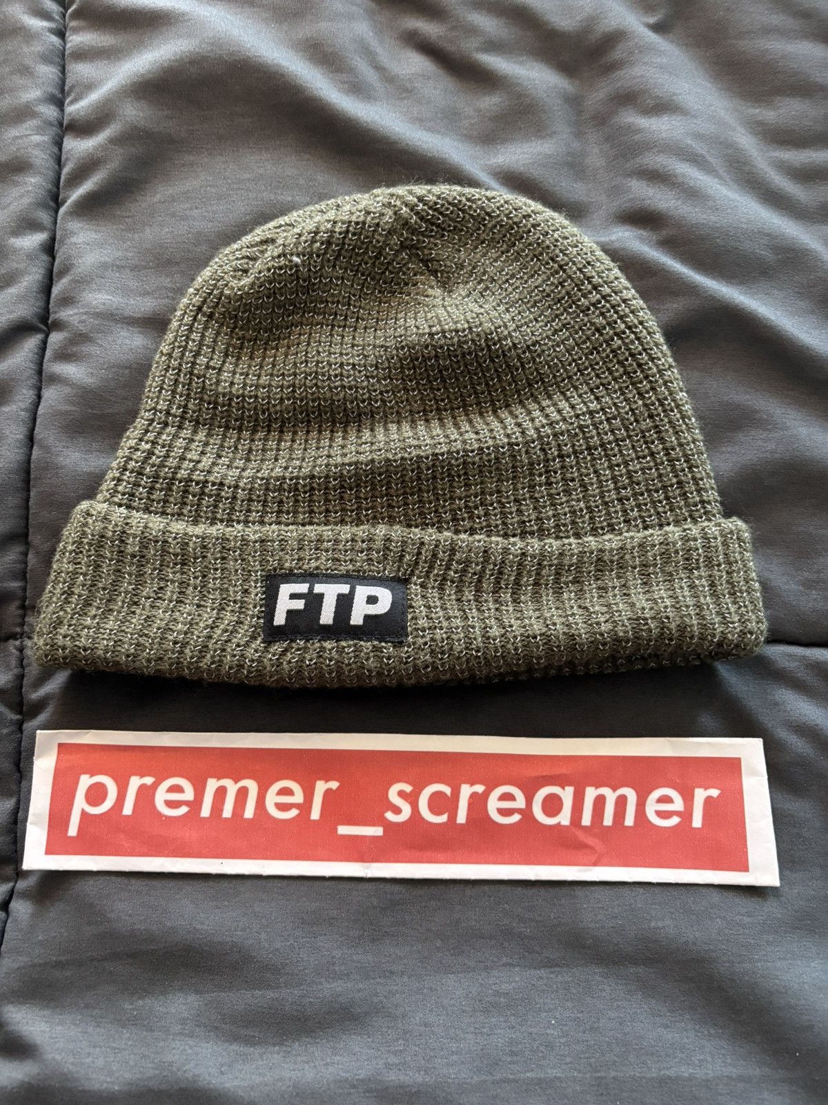 Fuck The Population FTP Reflective Knit Beanie OLIVE Size ONE SIZE - 1 Thumbnail