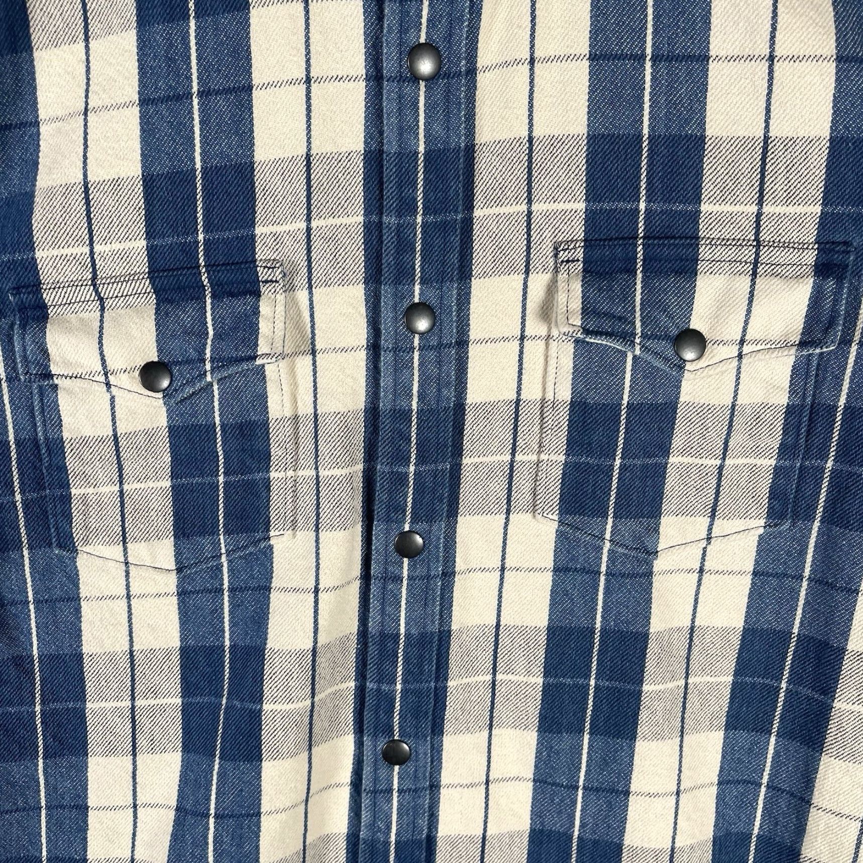 Lucky Brand Lucky Brand Button-Up Shirt Mens Blue White Plaid Long Sleeve Size M Medium Button-Down Collared Western Casual Workwear Snap Pearl Snap Size US M / EU 48-50 / 2 - 3 Thumbnail
