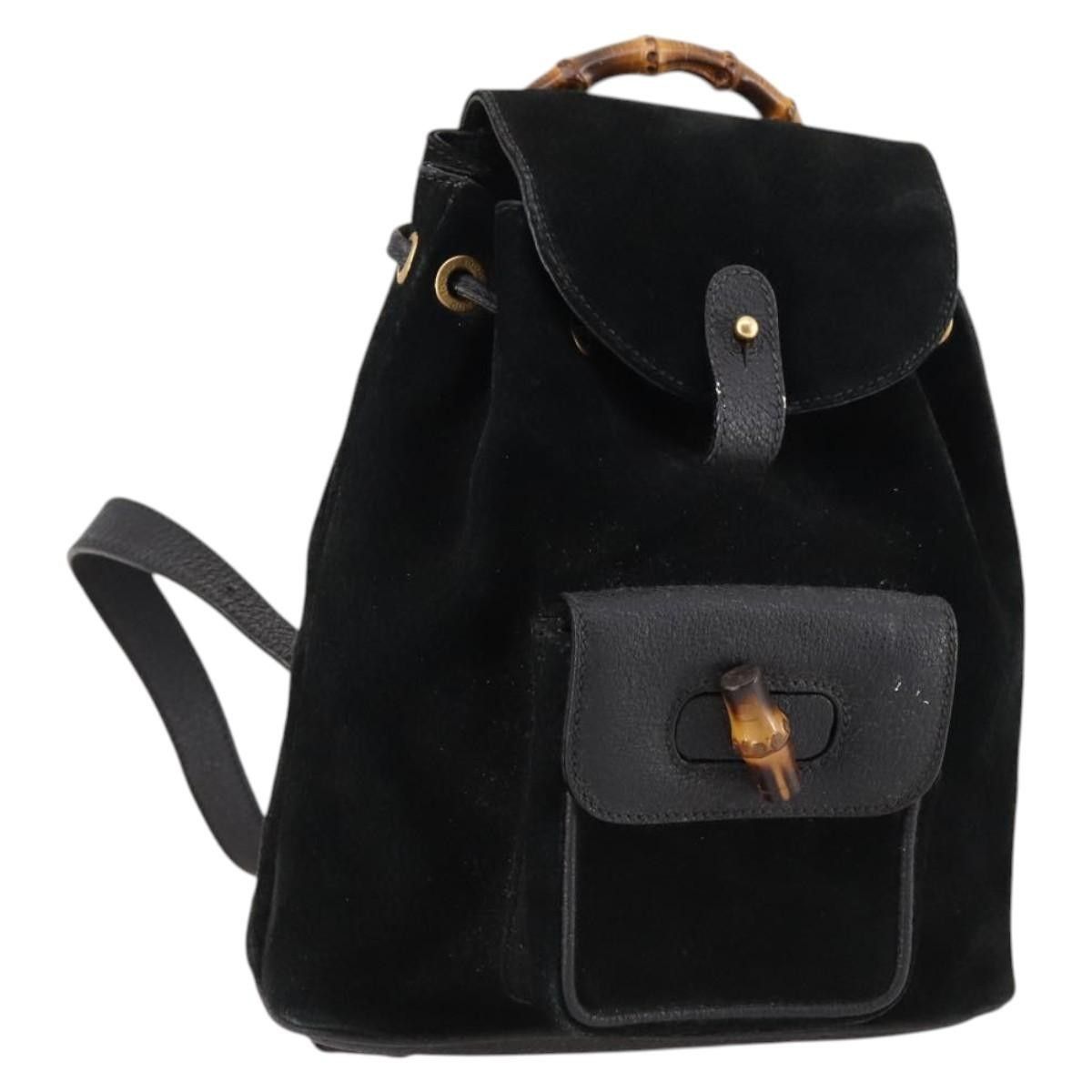 Gucci Gucci Vintage Bamboo Backpack Suede Size ONE SIZE - 1 Thumbnail