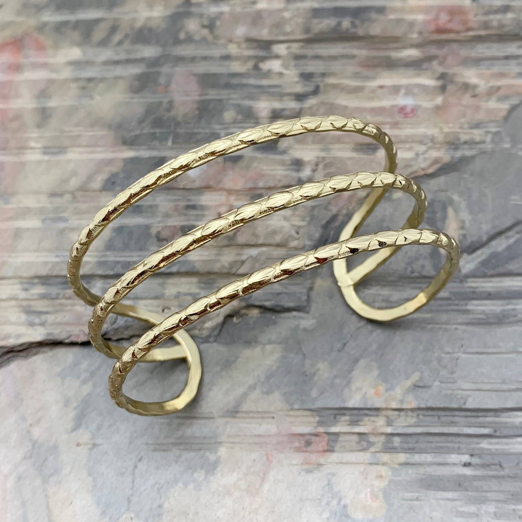 Other Handcrafted Boho Gold Plated Adjustable Cuff Bracelet - 3 Te Size ONE SIZE - 1 Thumbnail