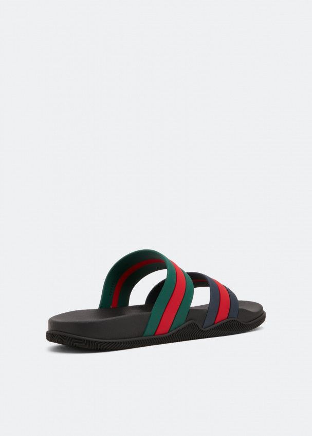 Gucci o1s1wg110125 Web Slide Sandals in Multicolor Size US 7.5 / EU 40-41 - 3 Thumbnail