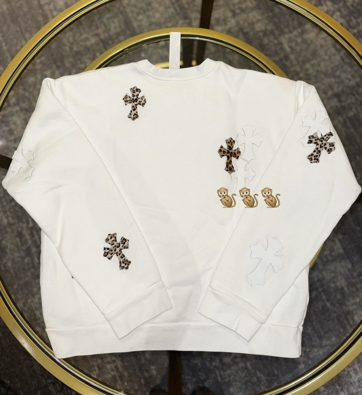 Chrome Hearts 🔥Chrome Hearts White Leopard Cross Patches Crewneck🔥 Size US M / EU 48-50 / 2 - 1 Thumbnail