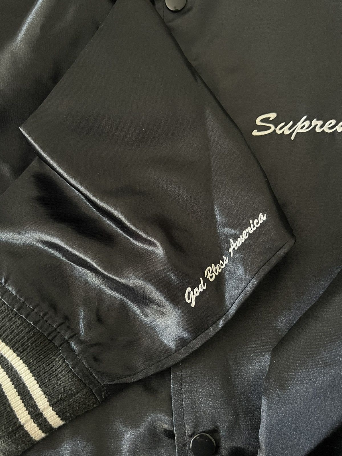 Supreme SS15 Supreme Satin Jacket “God bless America” Size US L / EU 52-54 / 3 - 5 Thumbnail