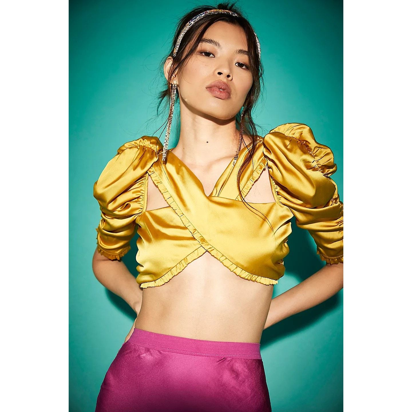 Free People ]Free People FOR LOVE AND LEMONS Alia Cross Front Crop Top Size S / US 4 / IT 40 - 2 Thumbnail
