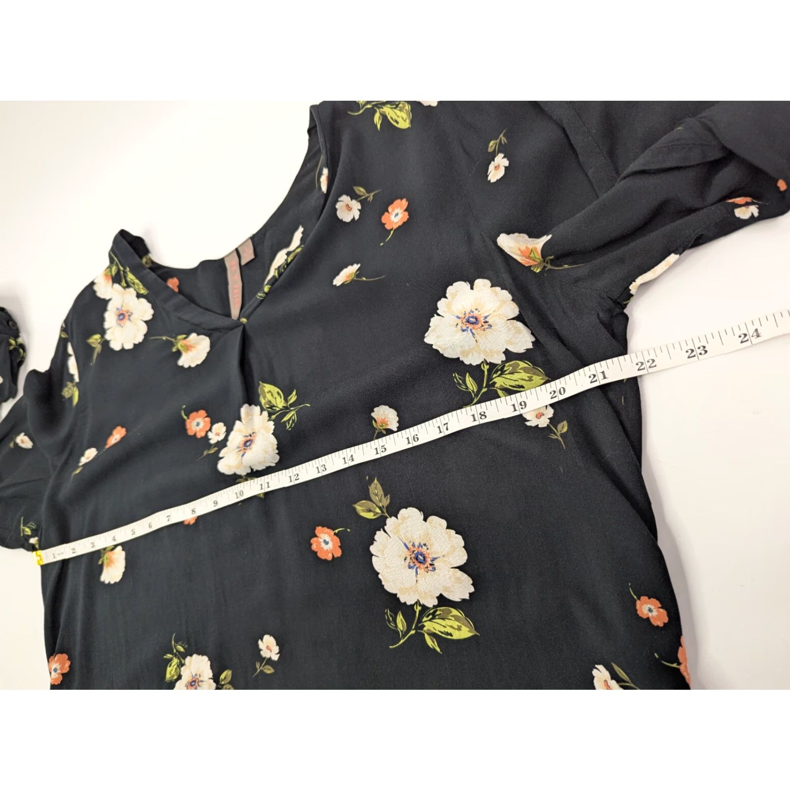 Vintage Brina & EM Blouse Shirt Floral Long Sleeve V-Neck Women's Large Black Size L / US 10 / IT 46 - 7 Thumbnail