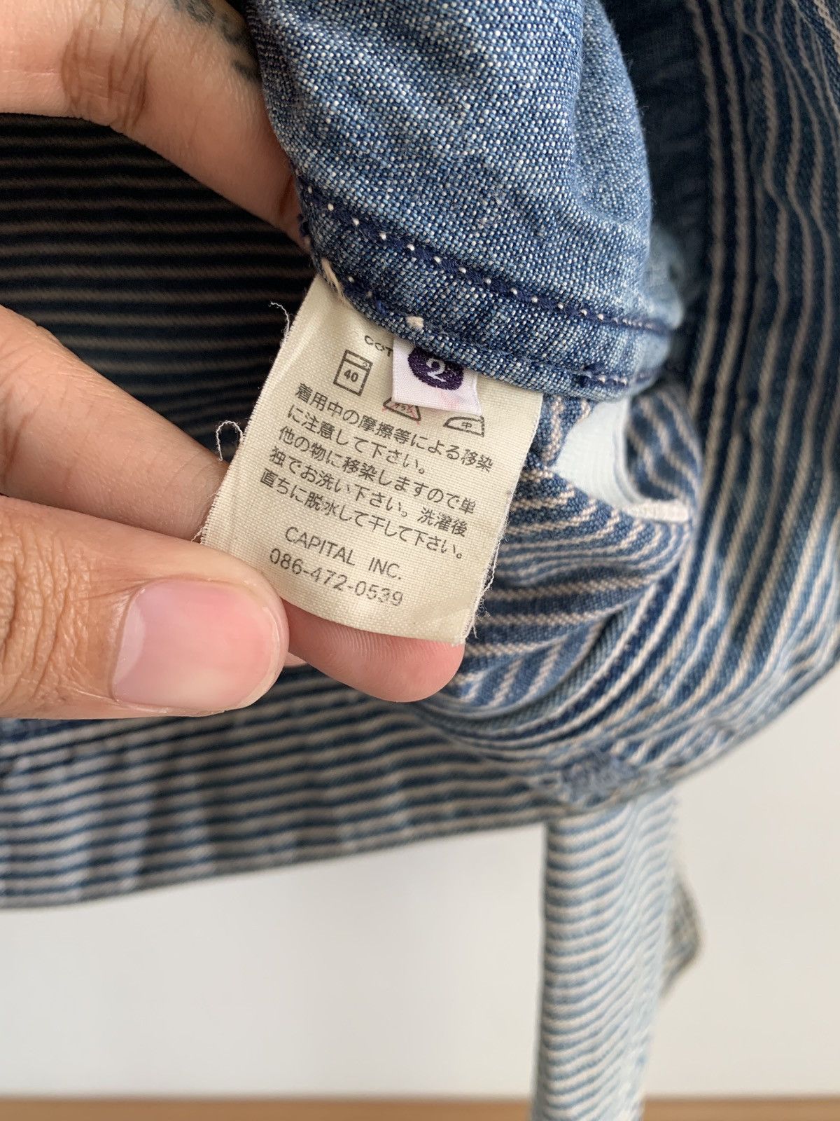Kapital Kountry Kapital Indigo Stripe Button Patch Zip Jacket Size US M / EU 48-50 / 2 - 11 Thumbnail